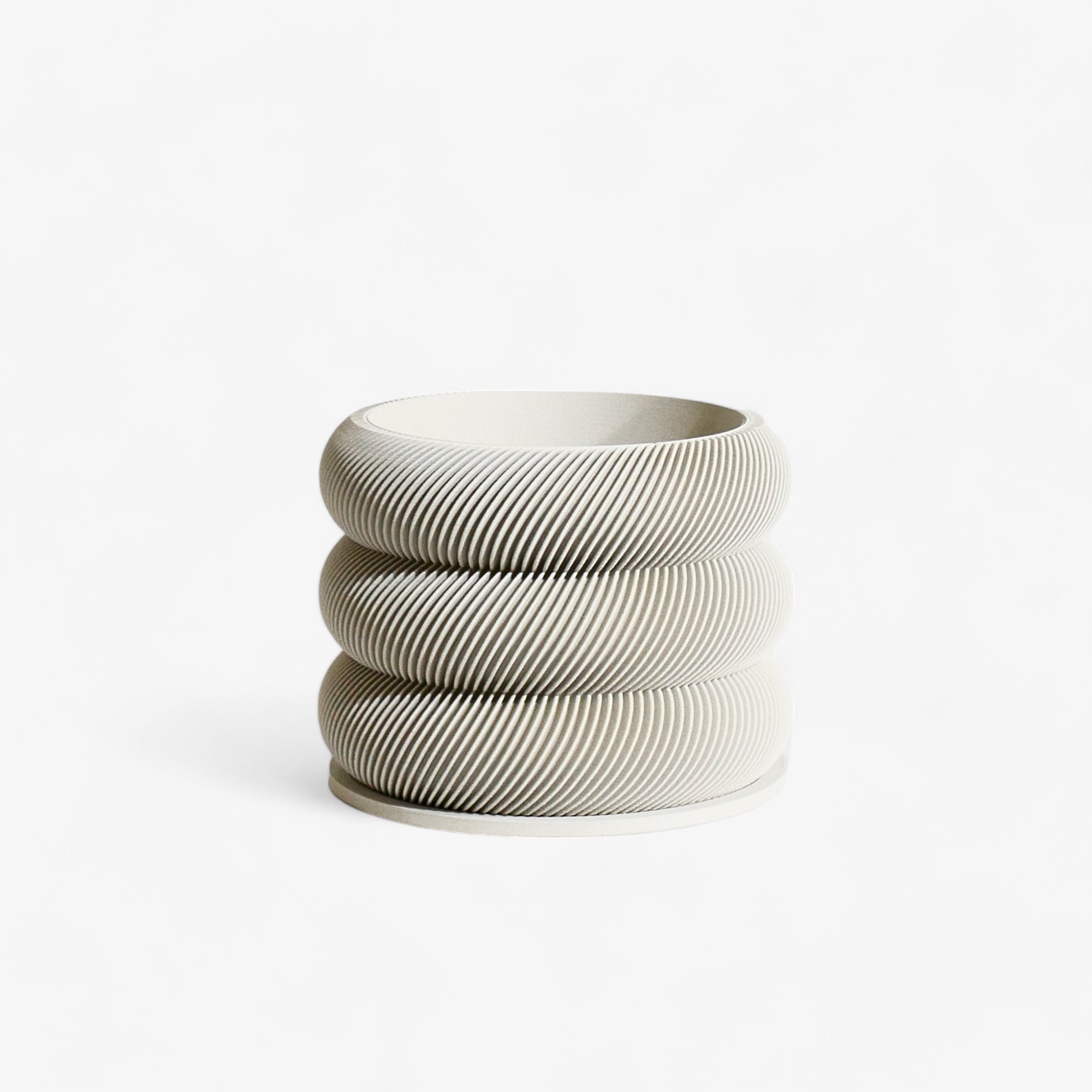Unique wooden planter textured Kaki - Minimum design #color_mist white