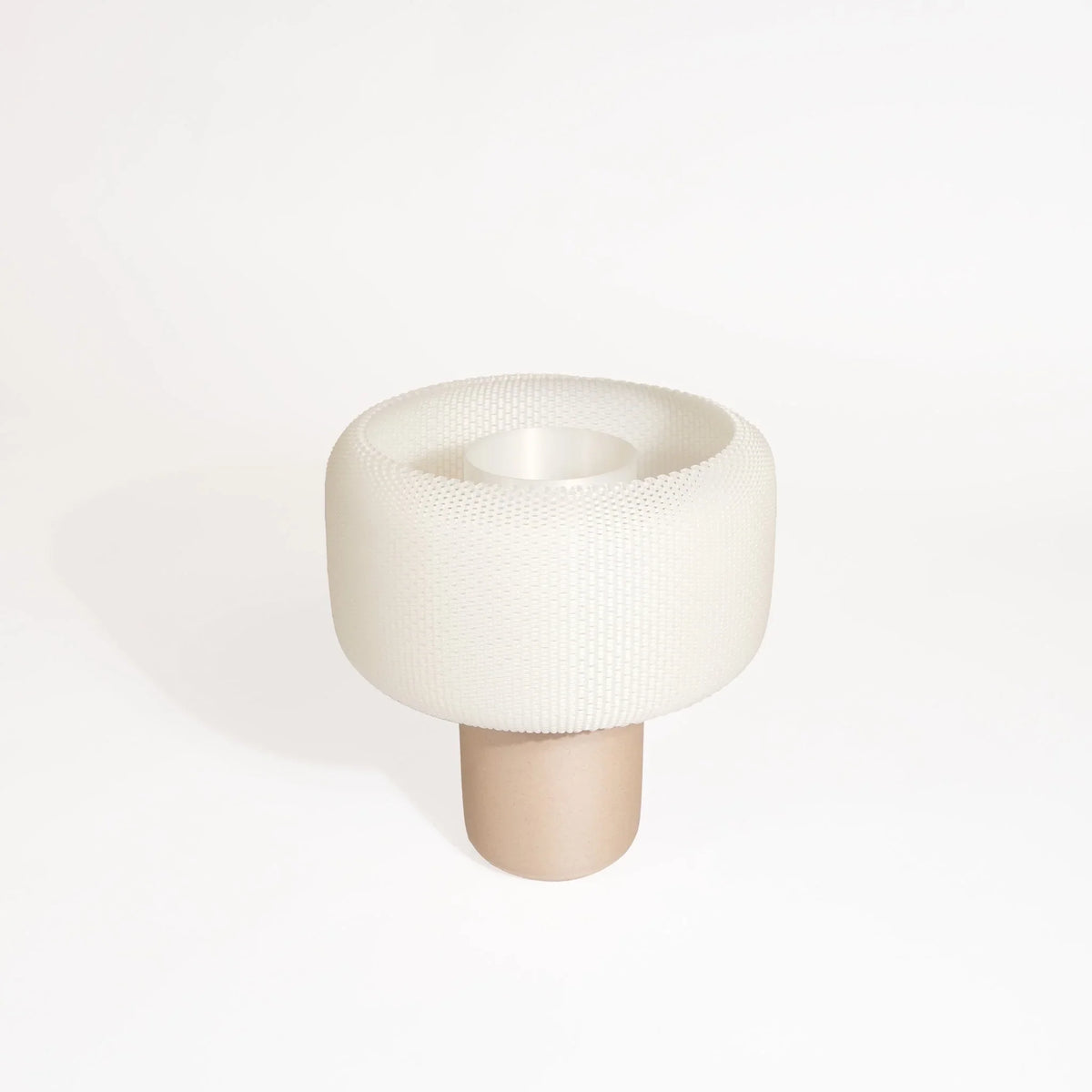 Mushroom Lamp in recycled wood, natural color with textured white shade #color_natural