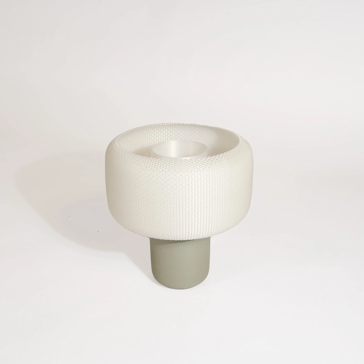 Modern Mushroom Lamp in olive green with white shade #color_olive
