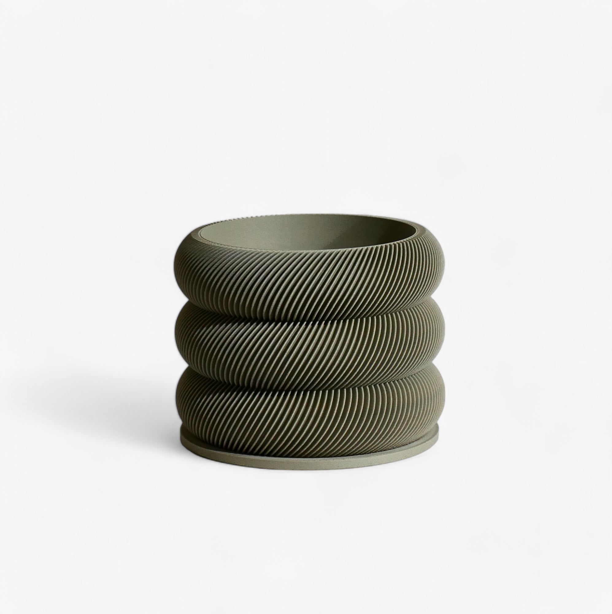 Unique wooden planter textured Kaki - Minimum design #color_olive