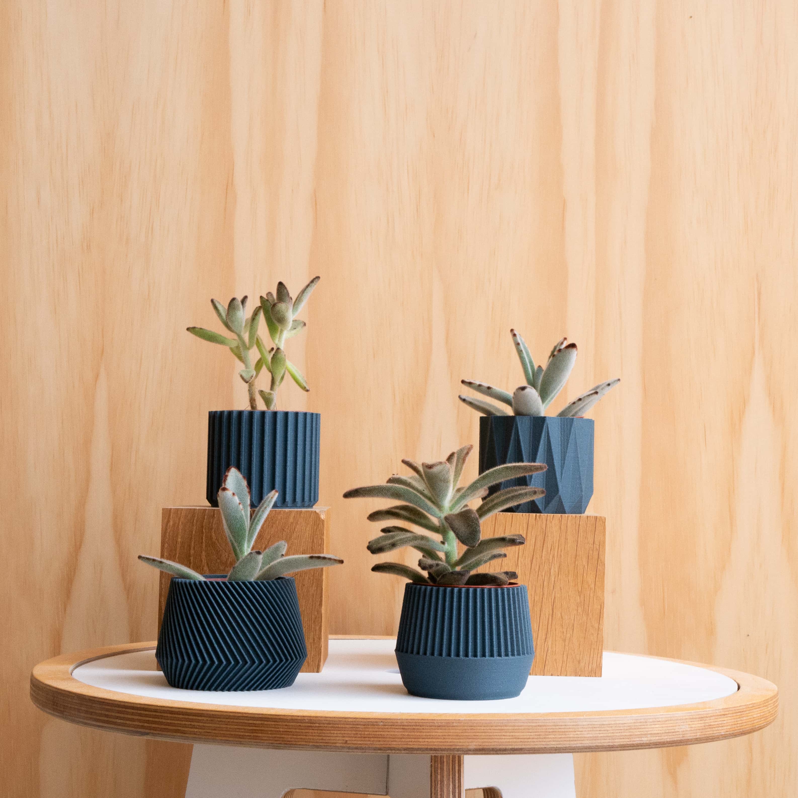 Set of 4 planter Oslo Kobe Stockholm Origami #color_Blue