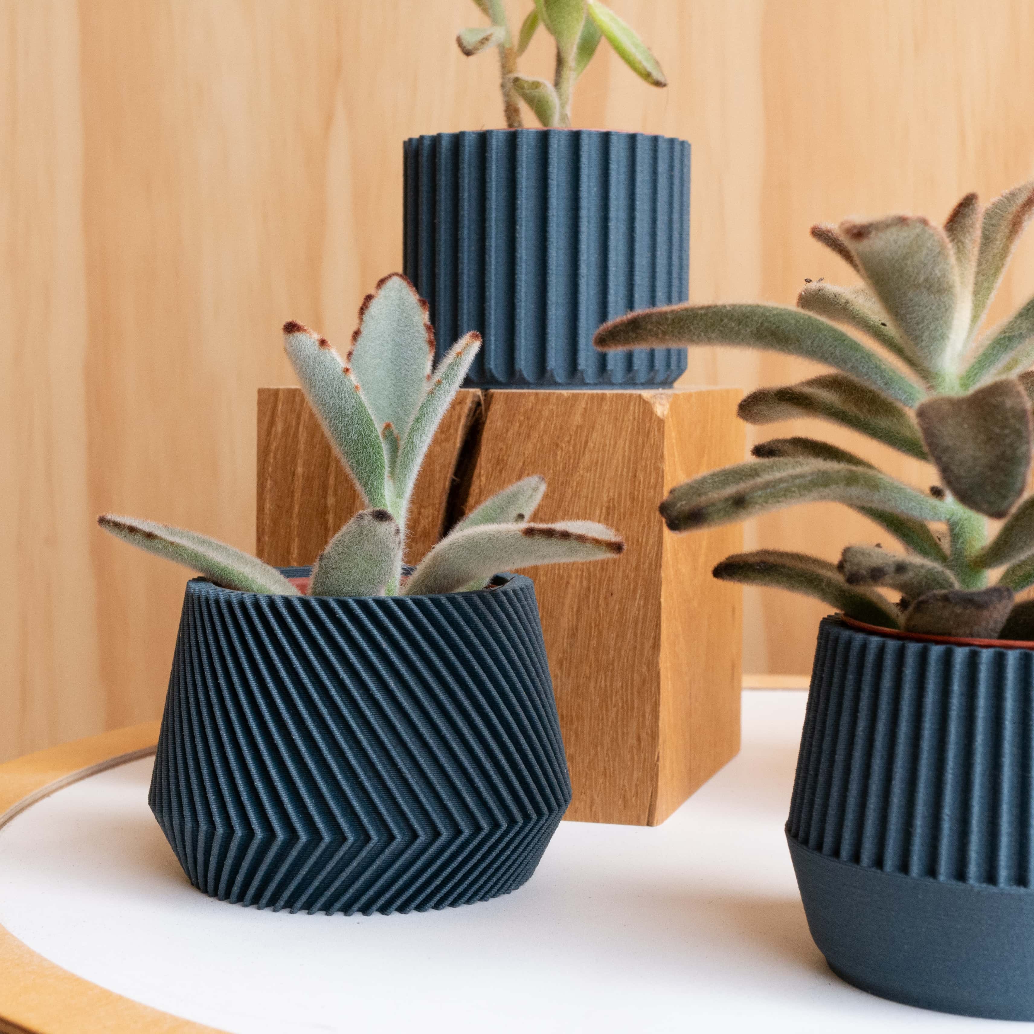 Set of 4 planter Oslo Kobe Stockholm Origami #color_Blue