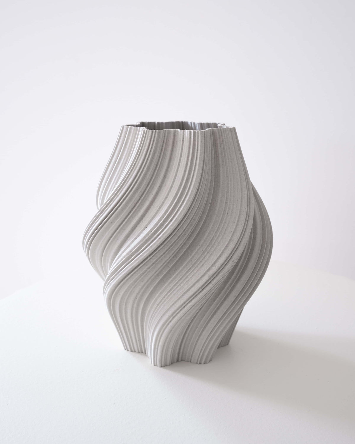 Crease vase - Mist white striped vase on a white background