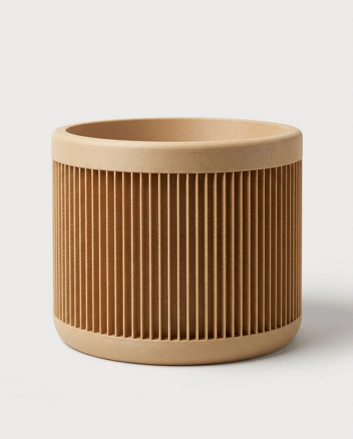 JAPAN Indoor Planter Natural, cylindrical ribbed plant pot, bio-sourced material, made in France