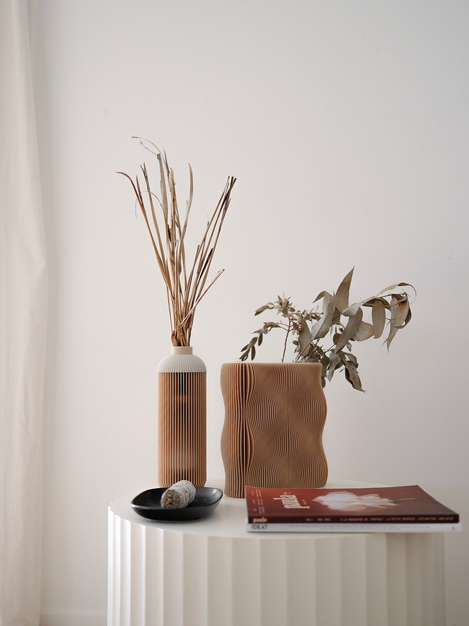 Tide Vase Natural Wood Front view Minimum design #color_natural