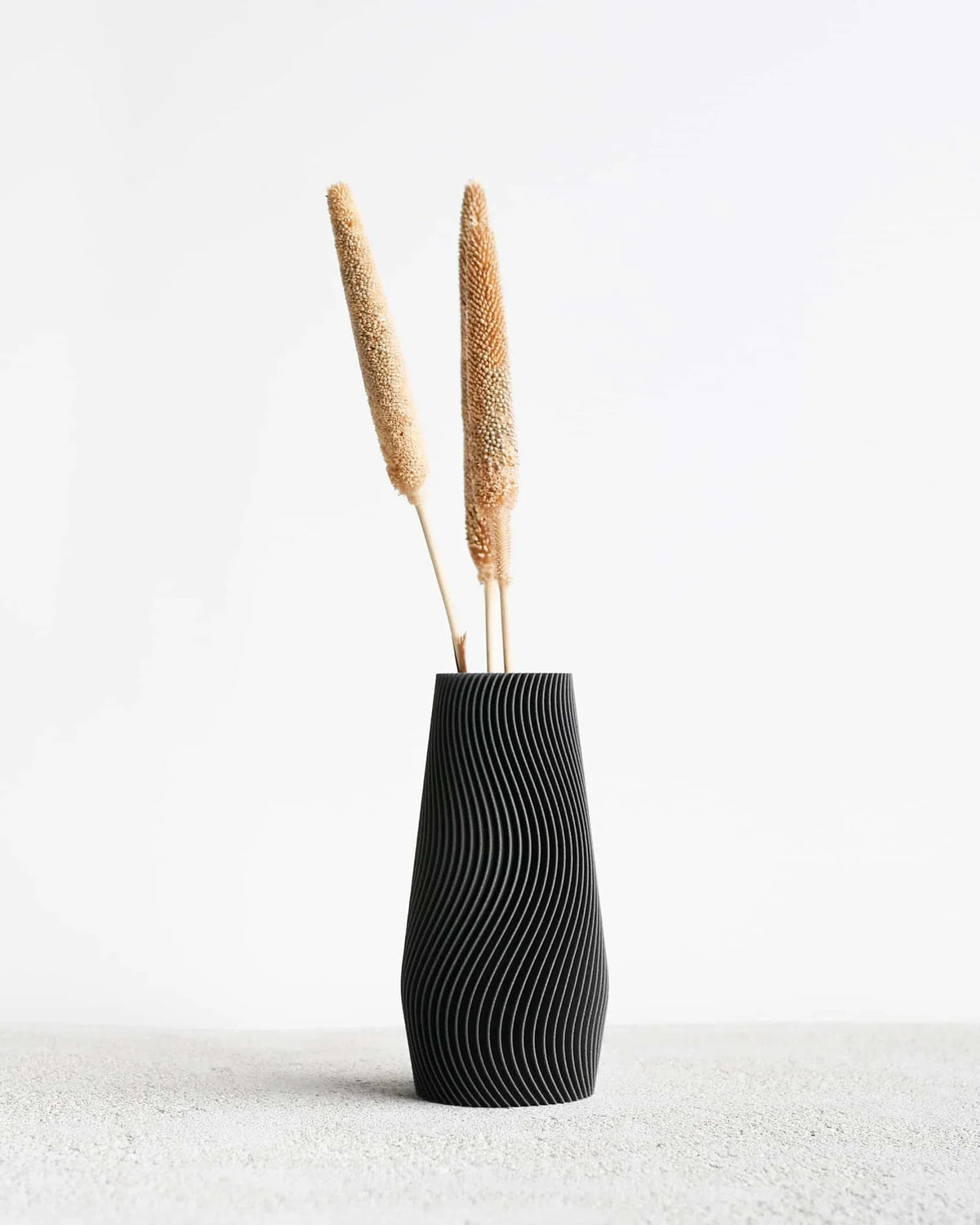Wave vase dark grey 25cm - textured organic design on white background