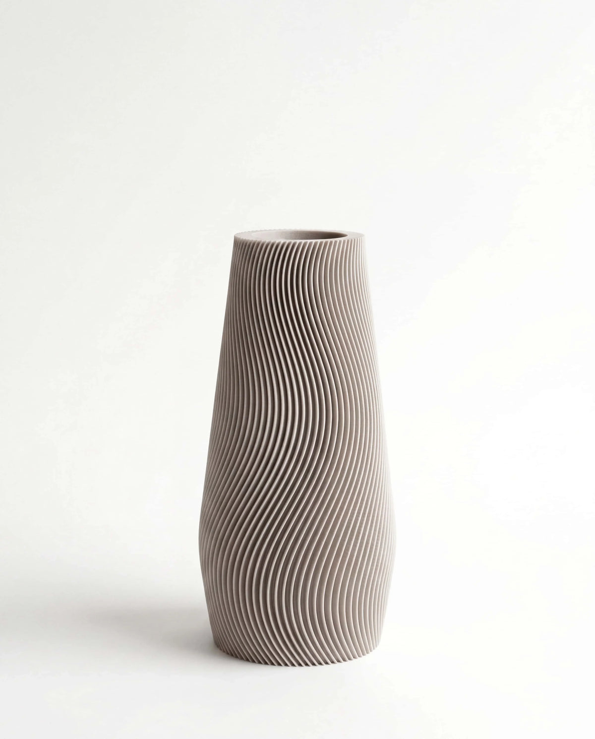 Wave vase mist white 25cm - textured organic design on white background