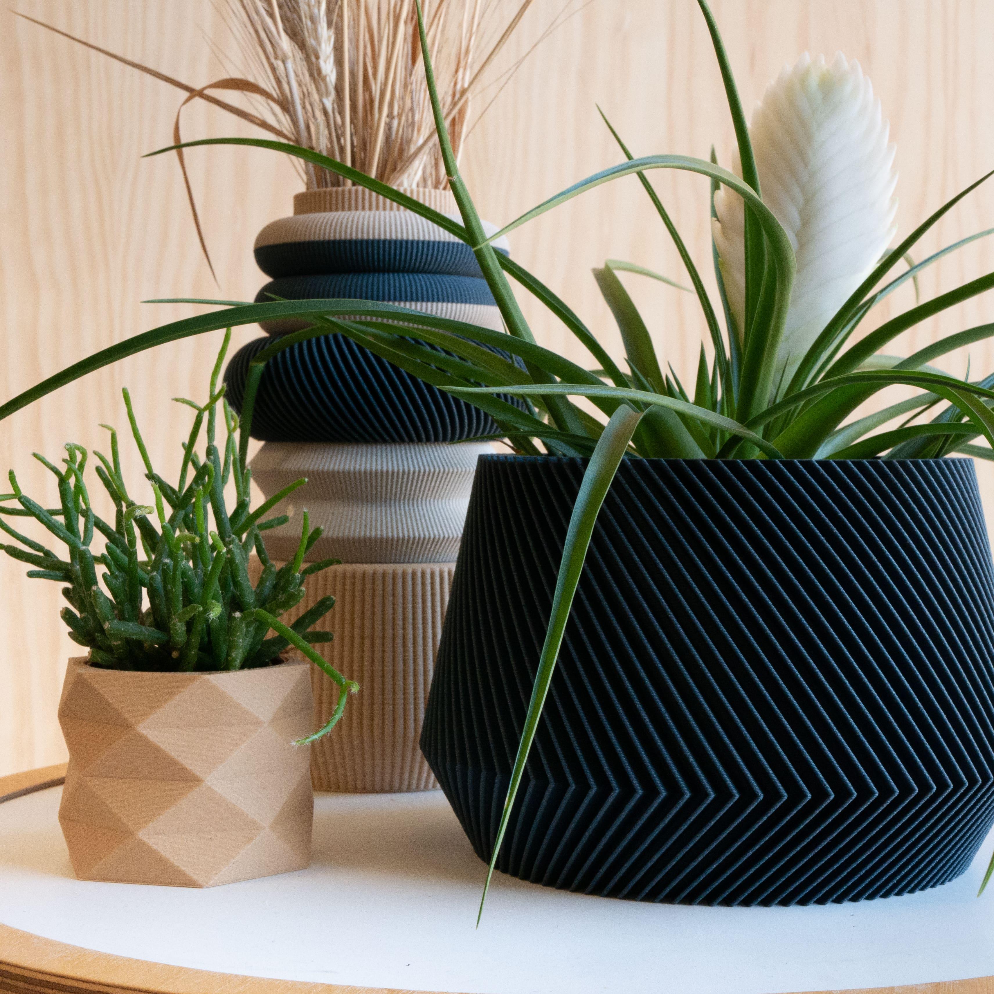 Oslo Indoor wooden planter - Scandinavian Japandi decor - Minimum design #color_blue