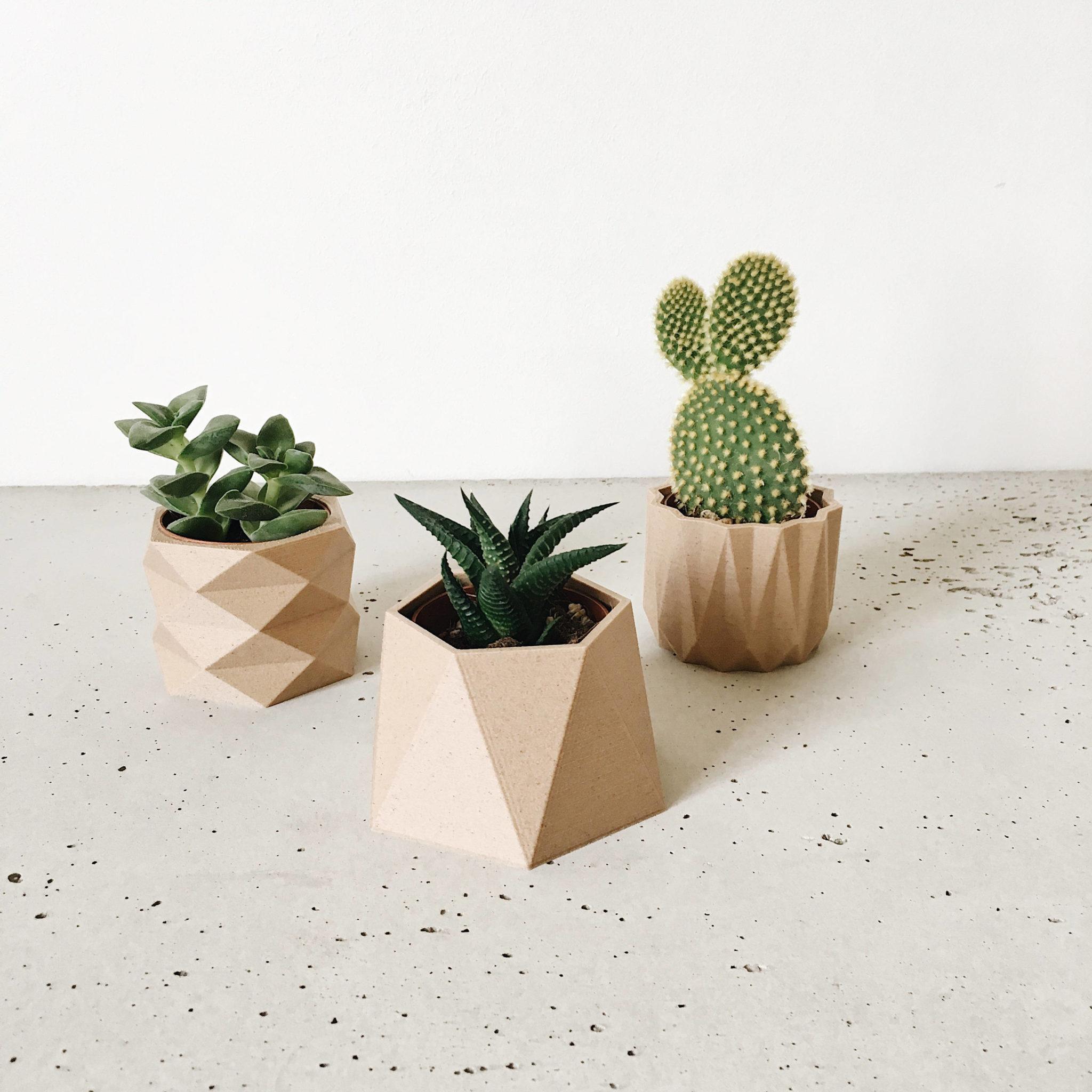 Set of 3 planters - Hima Origami Diamant - Minimum Design 