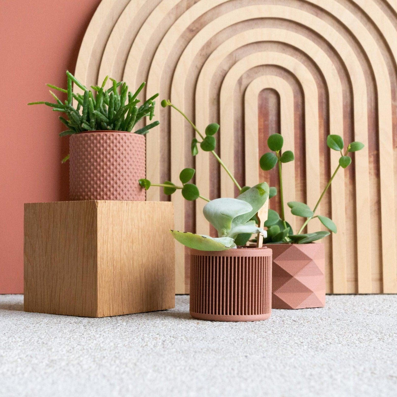 Set of 3 planters terracotta