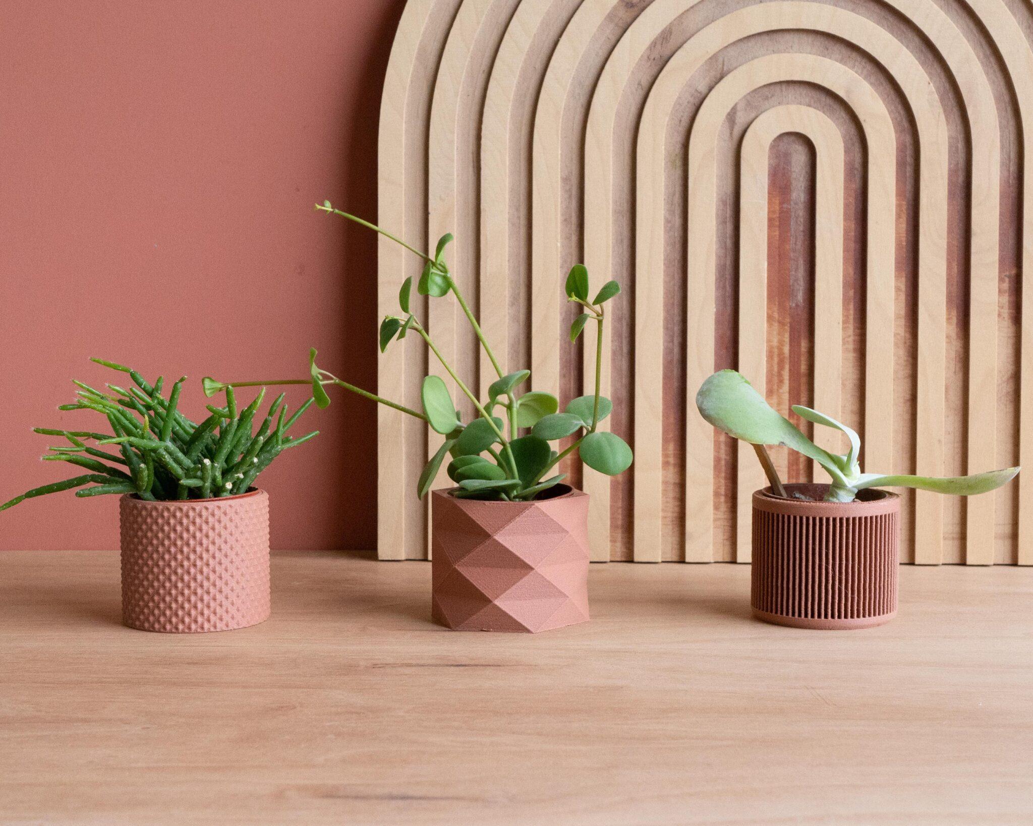 Set of 3 planters terracotta