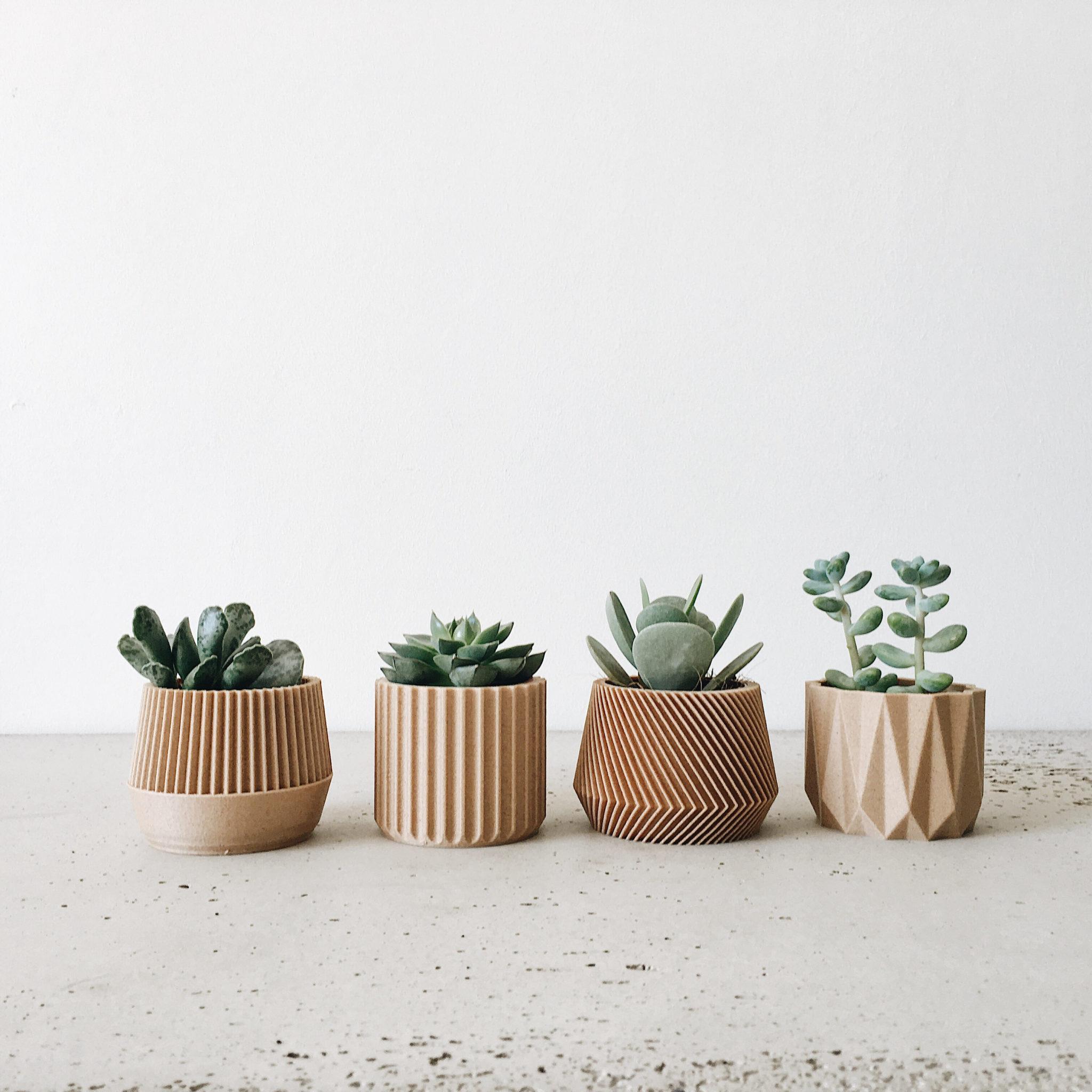 Set of 4 planters - Oslo Origami Kobe Stockholm - Minimum Design #color_Natural