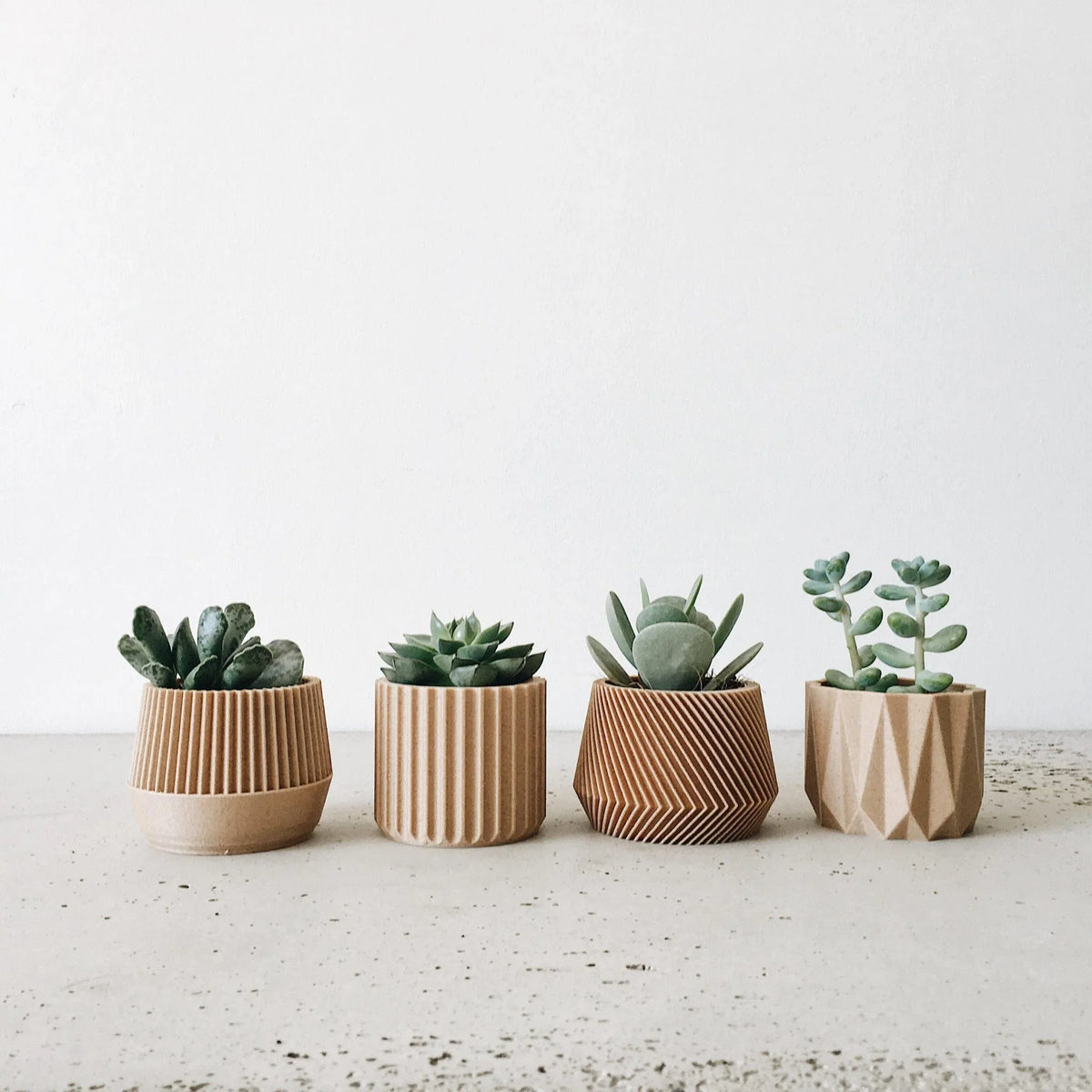 Set of 4 planters - Oslo Origami Kobe Stockholm - Minimum Design #color_Natural