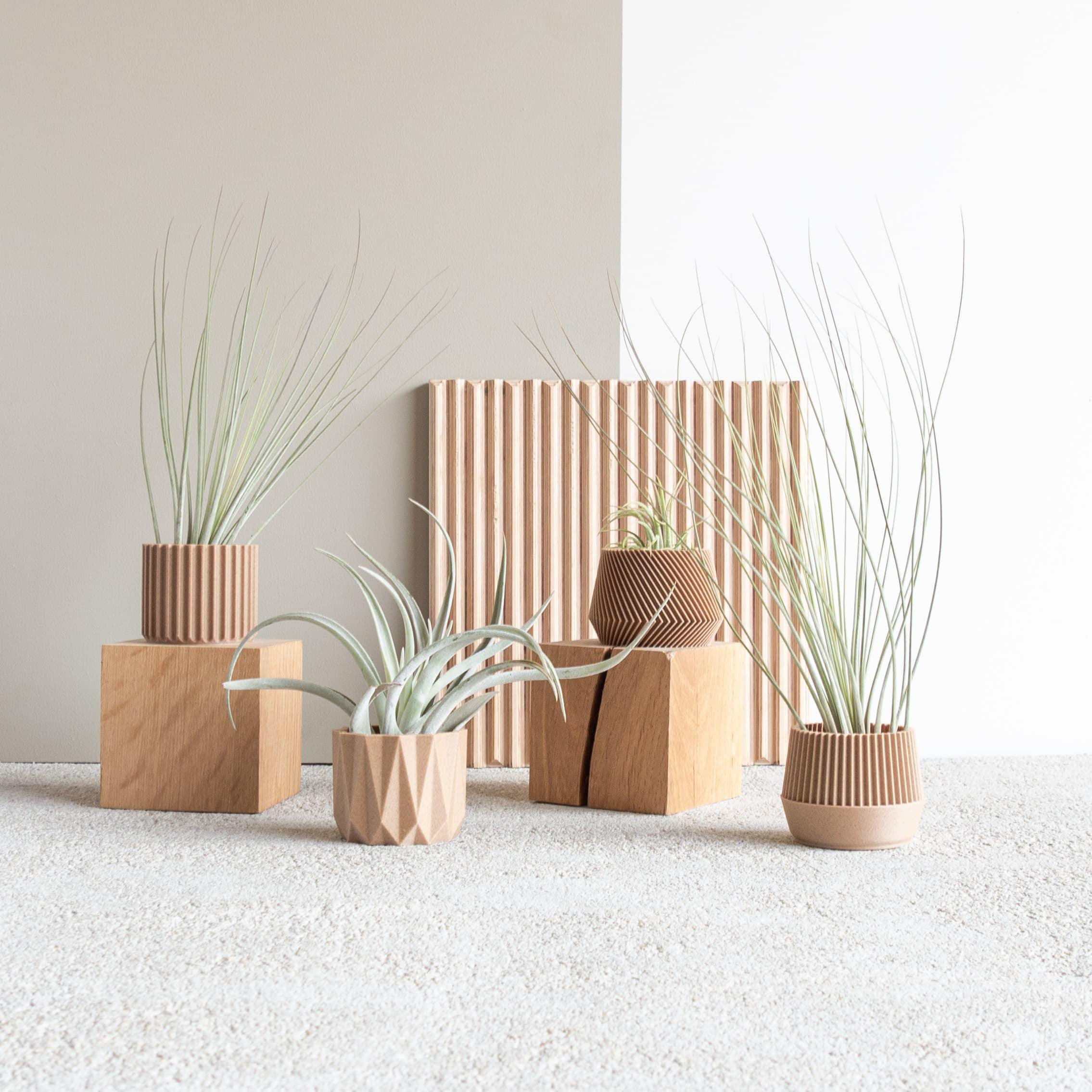 Set of 4 planters - Oslo Origami Kobe Stockholm - Minimum Design #color_Natural
