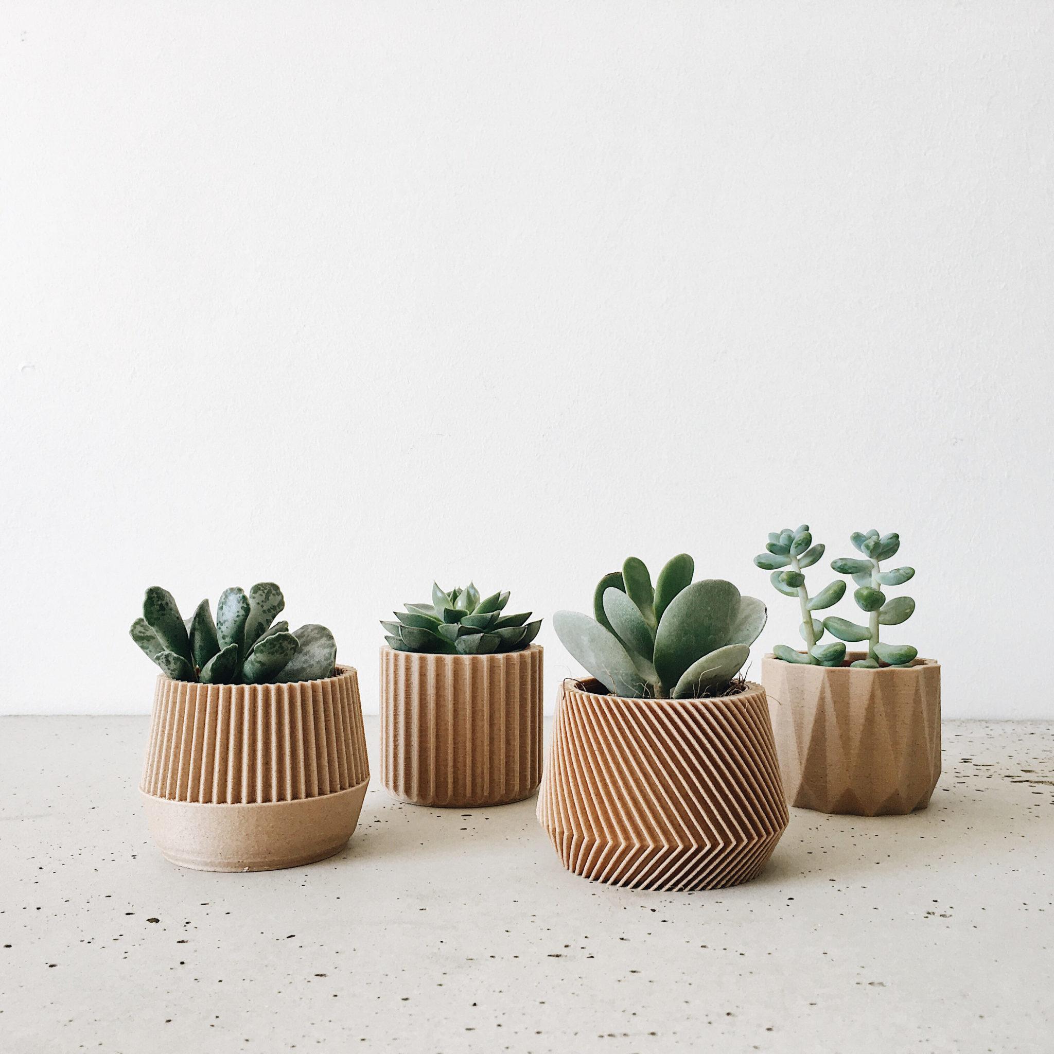 Set of 4 planters - Oslo Origami Kobe Stockholm - Minimum Design #color_Natural