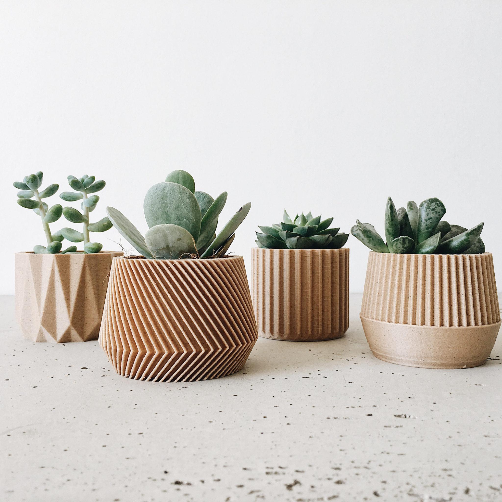 Set of 4 planters - Oslo Origami Kobe Stockholm - Minimum Design #color_Natural