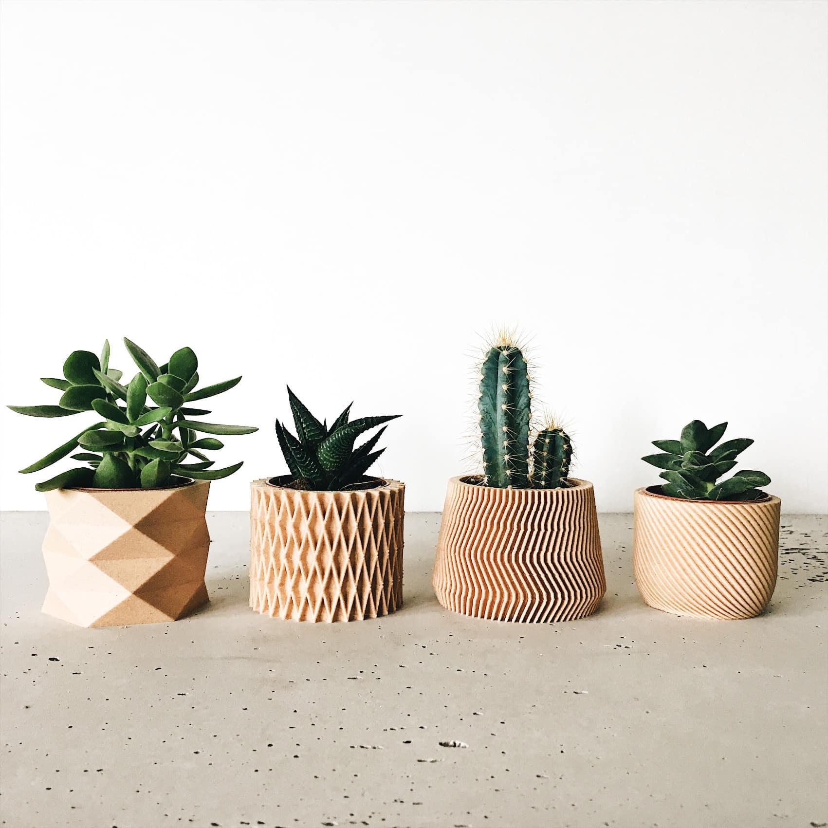 set of 4 indoor wood planters