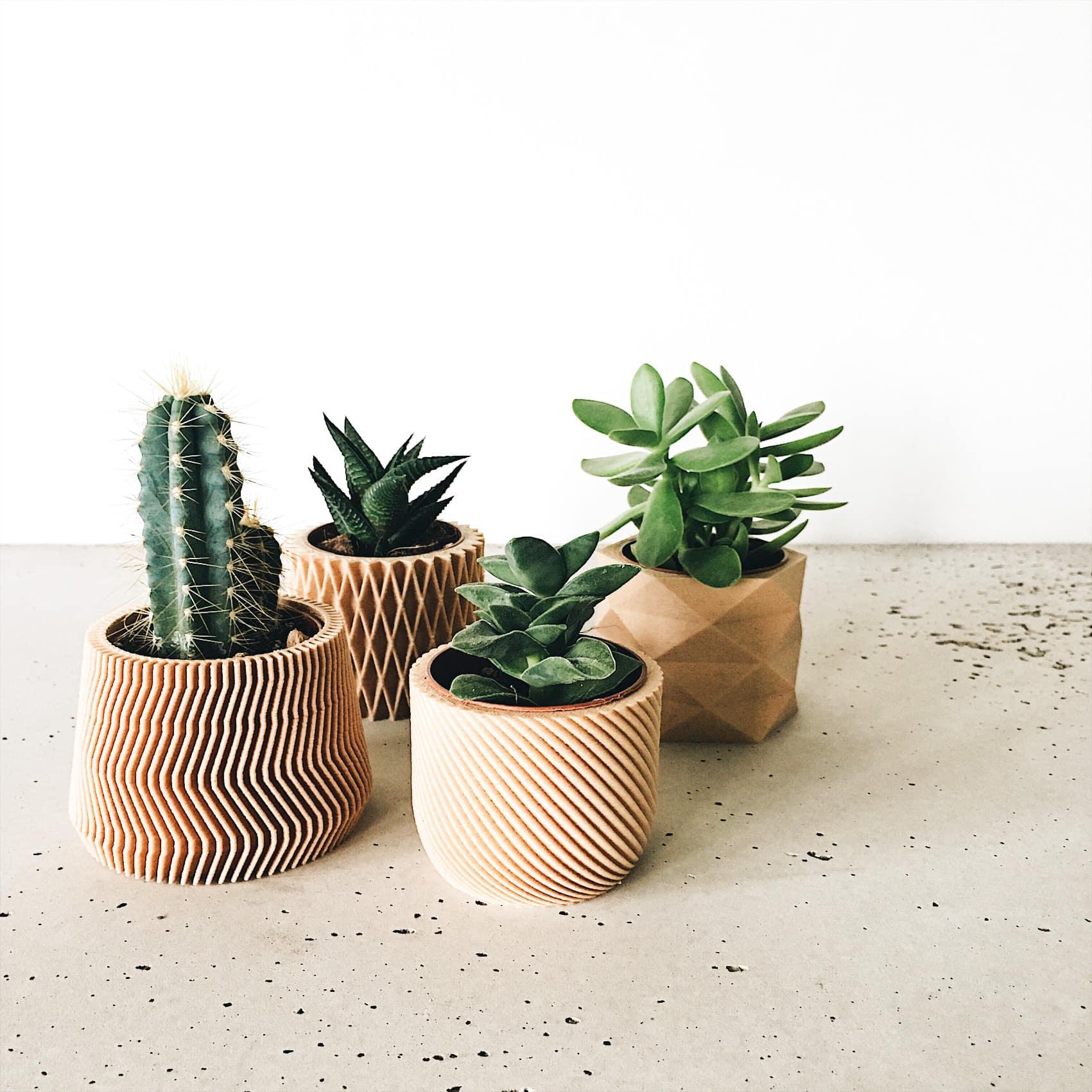 set of 4 indoor wood planters