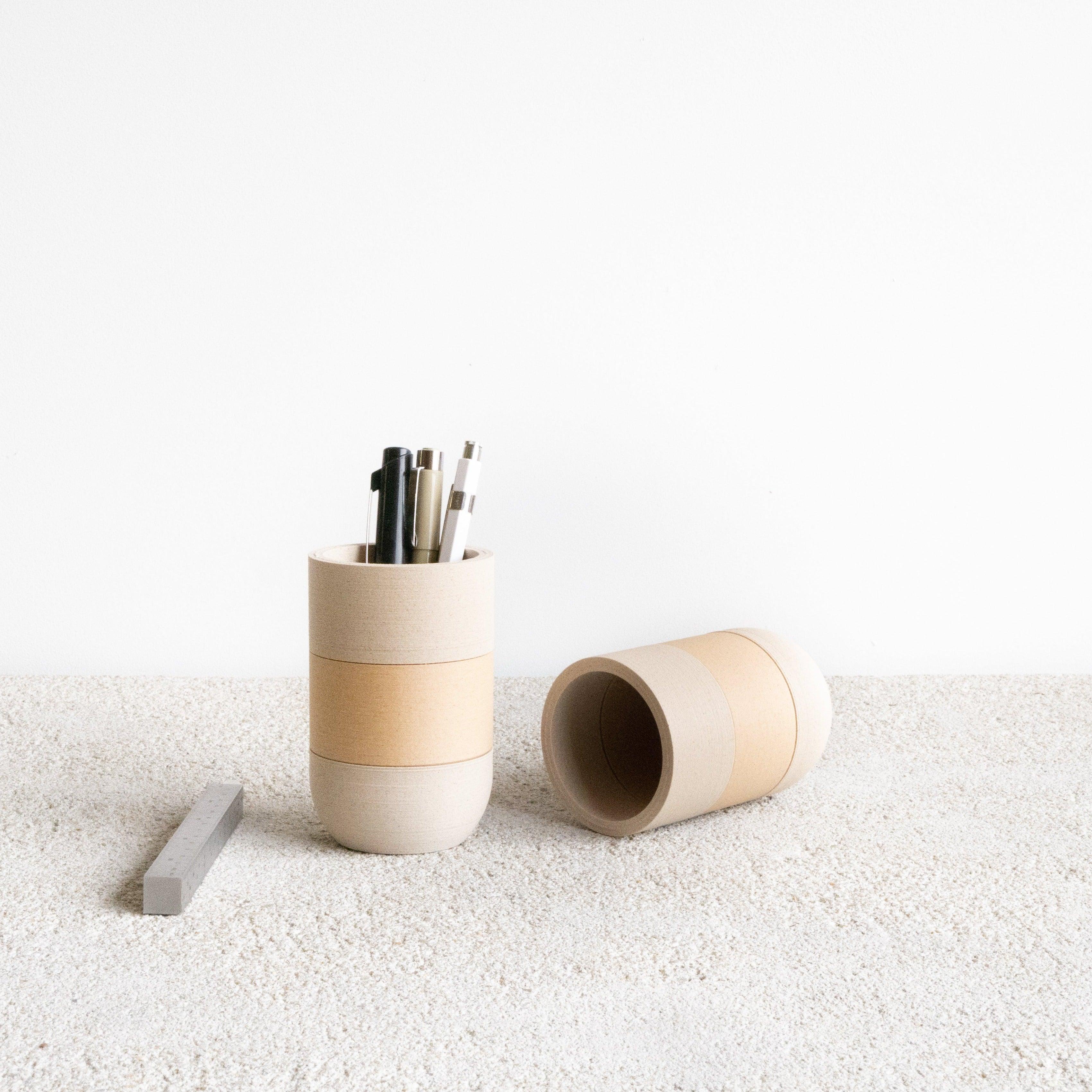 Two Tone Pen holder White Natural