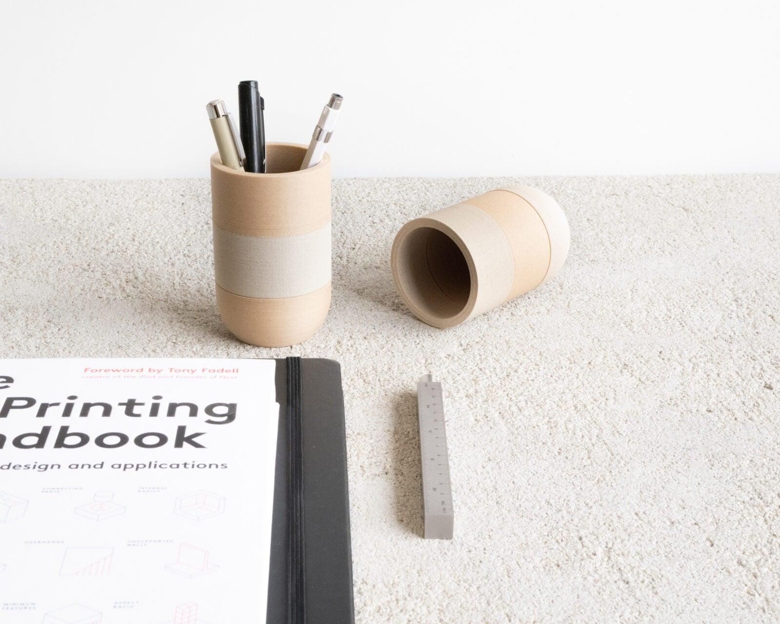 Two Tone Pen holder White Natural