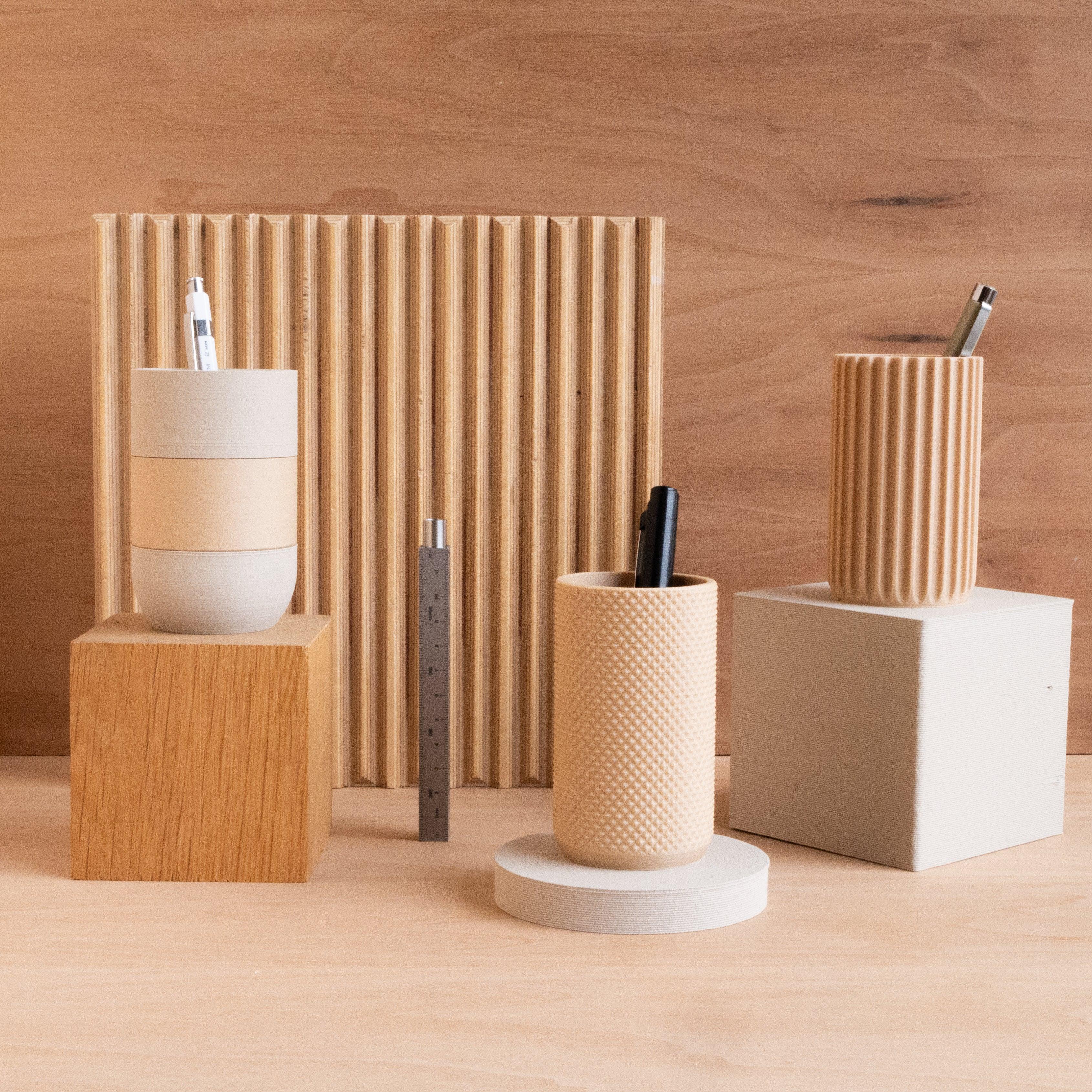 Two Tone Pen holder White Natural