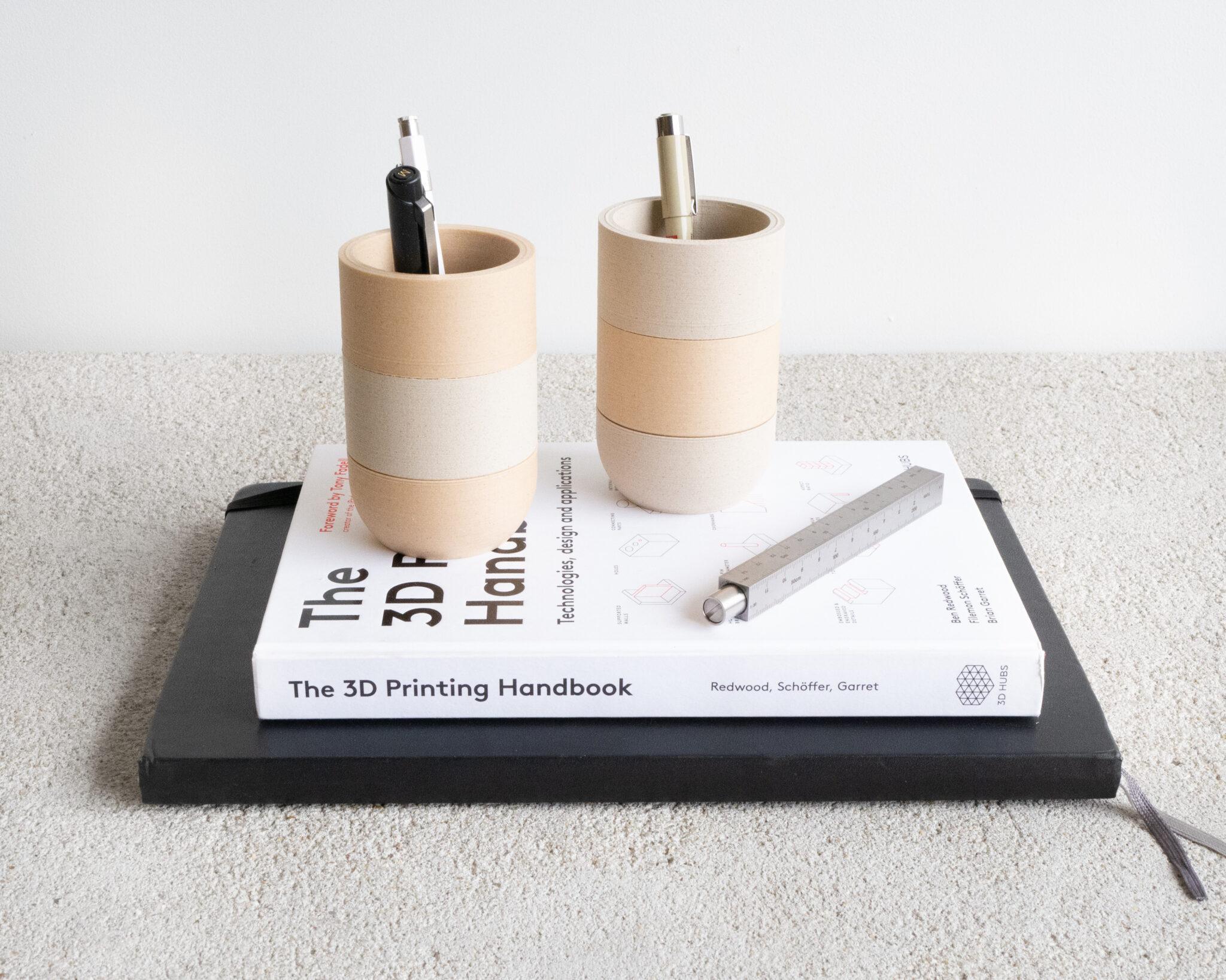 Two Tone Pen holder White Natural
