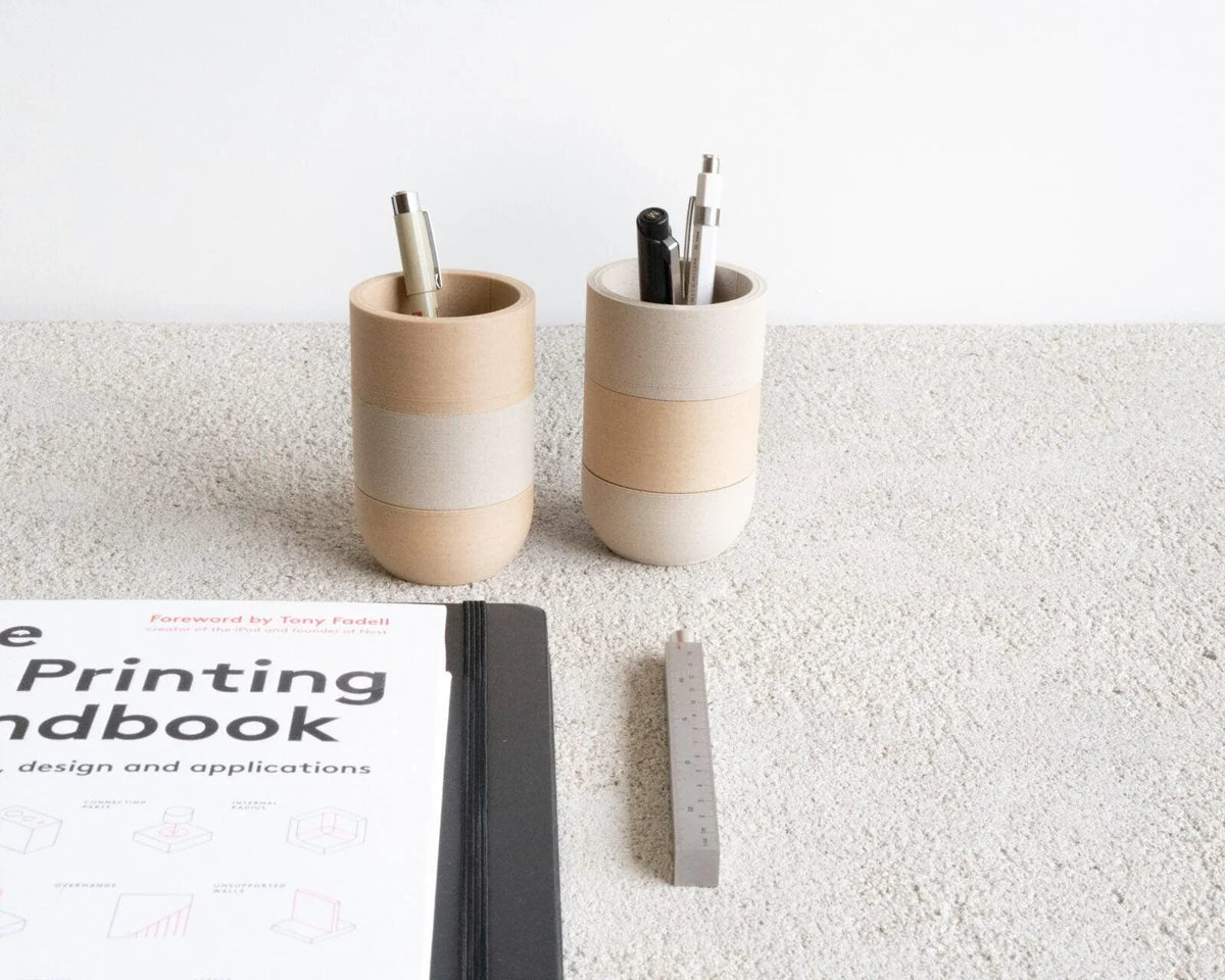 Two Tone Pen holder White Natural