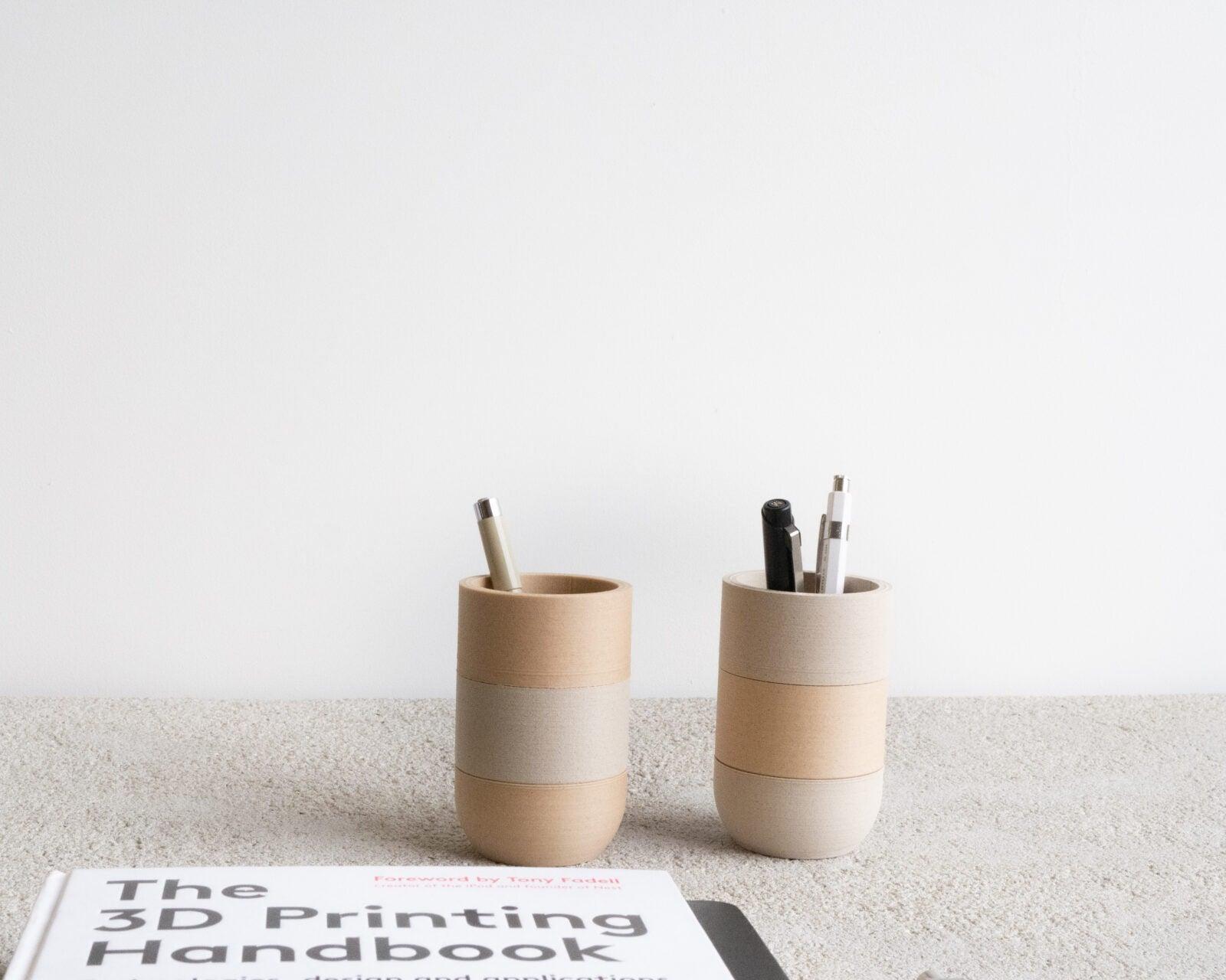 Two Tone Pen holder White Natural