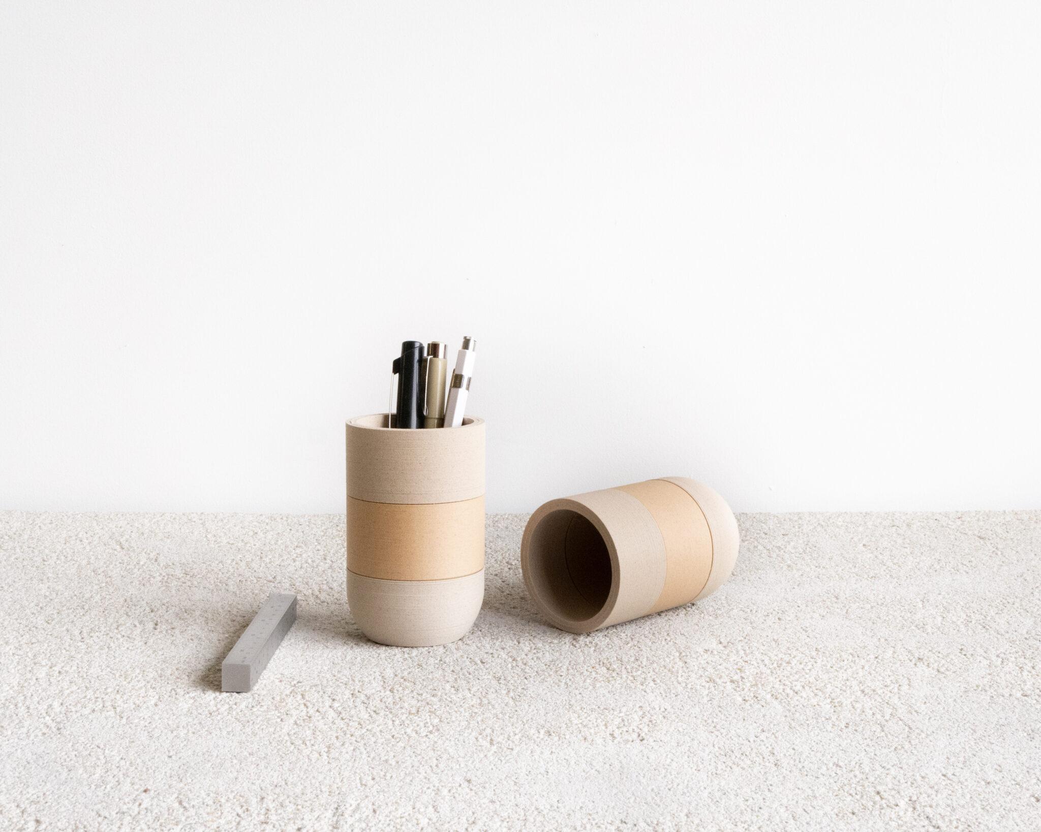Two Tone Pen holder White Natural