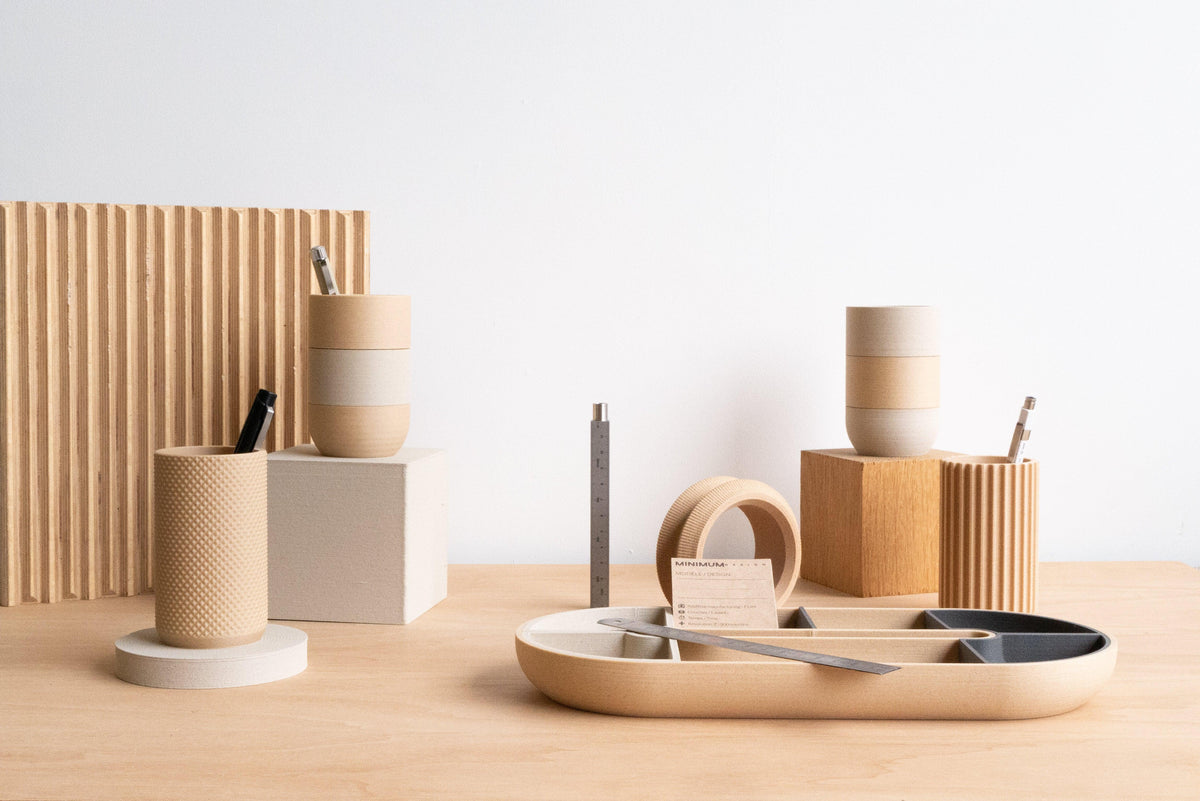 Two Tone Pen holder White Natural