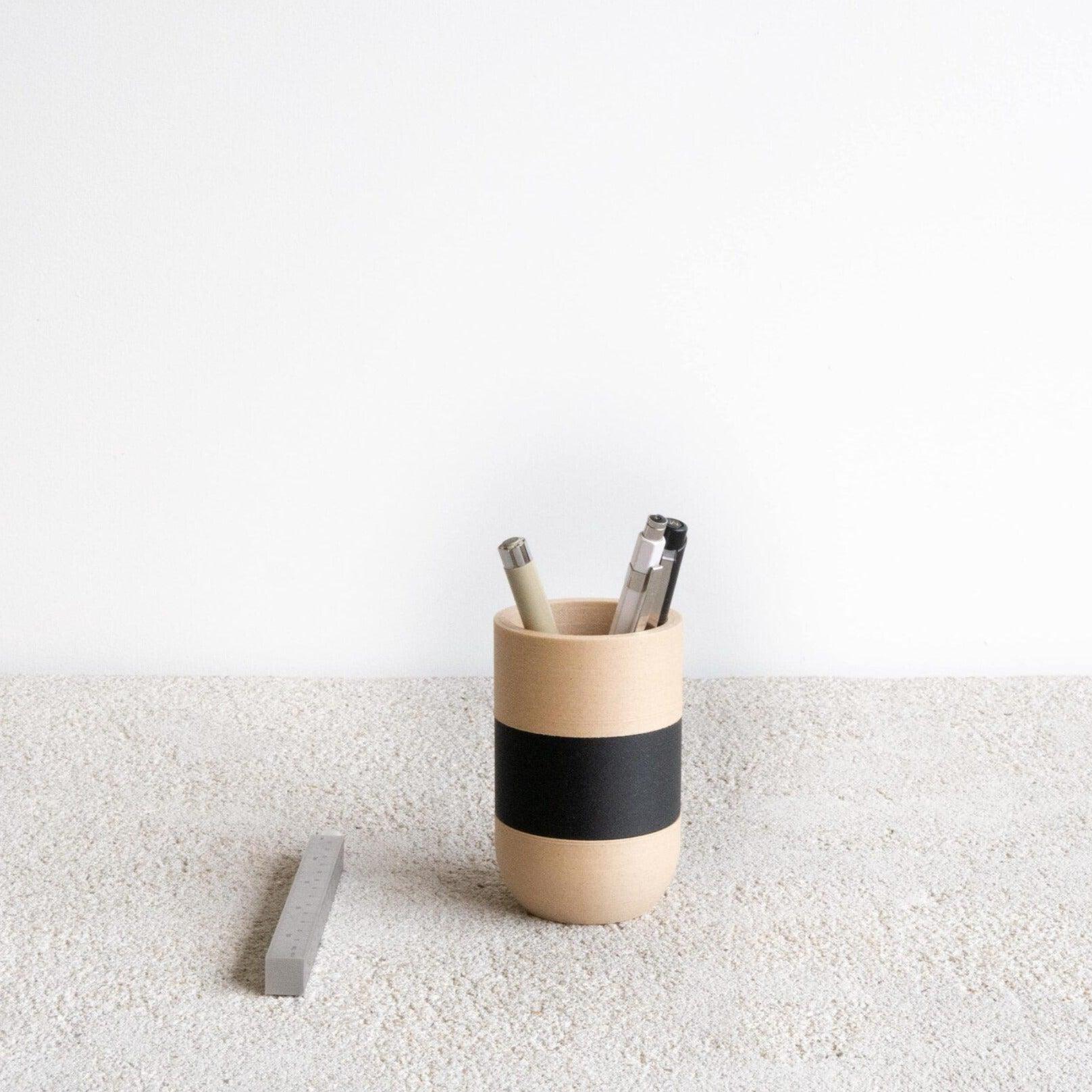 Two tone pen holder Wood Black