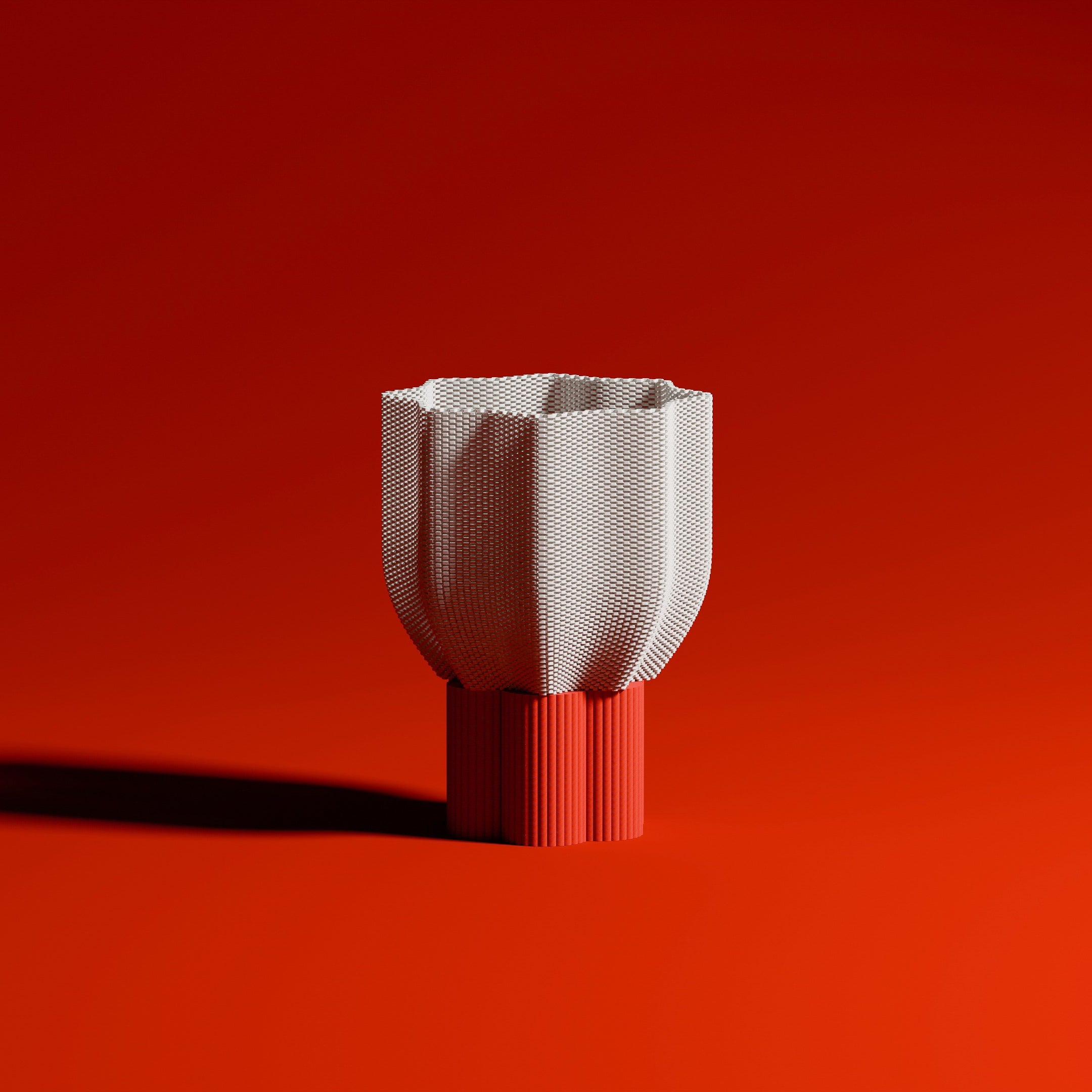 Full view on red background