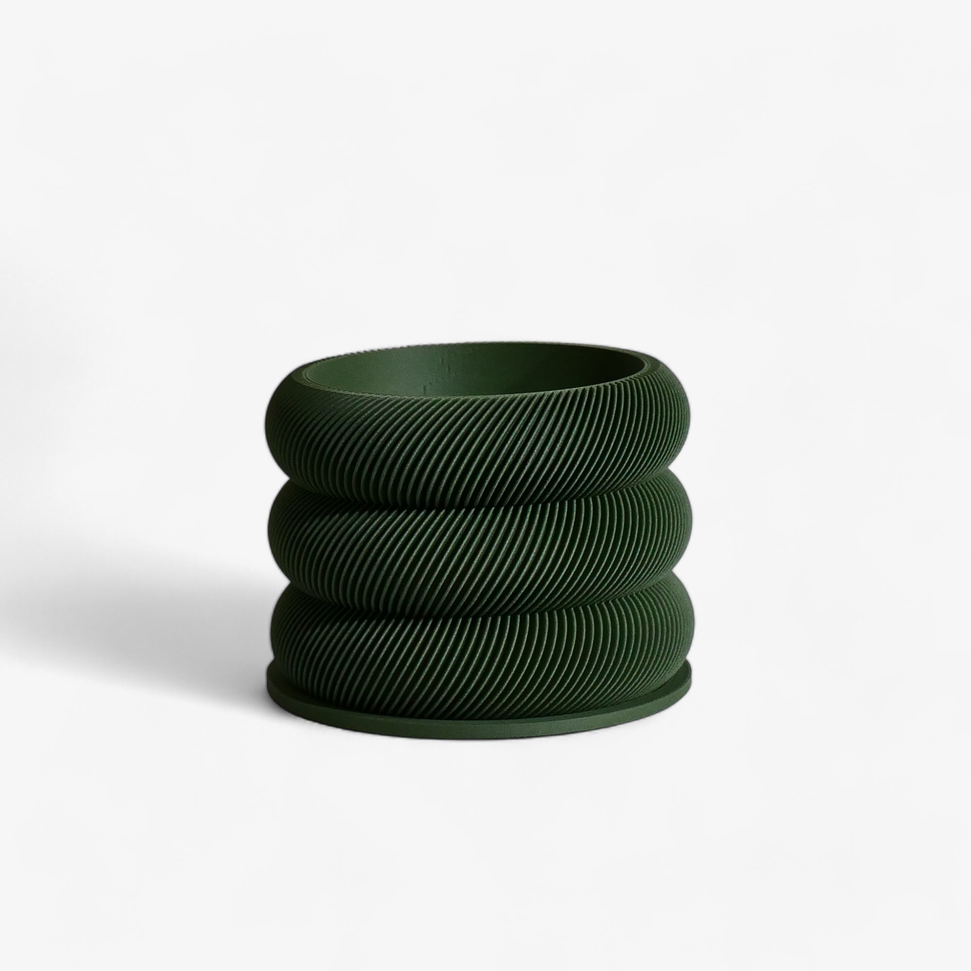 Unique wooden planter textured Kaki - Minimum design #color_green