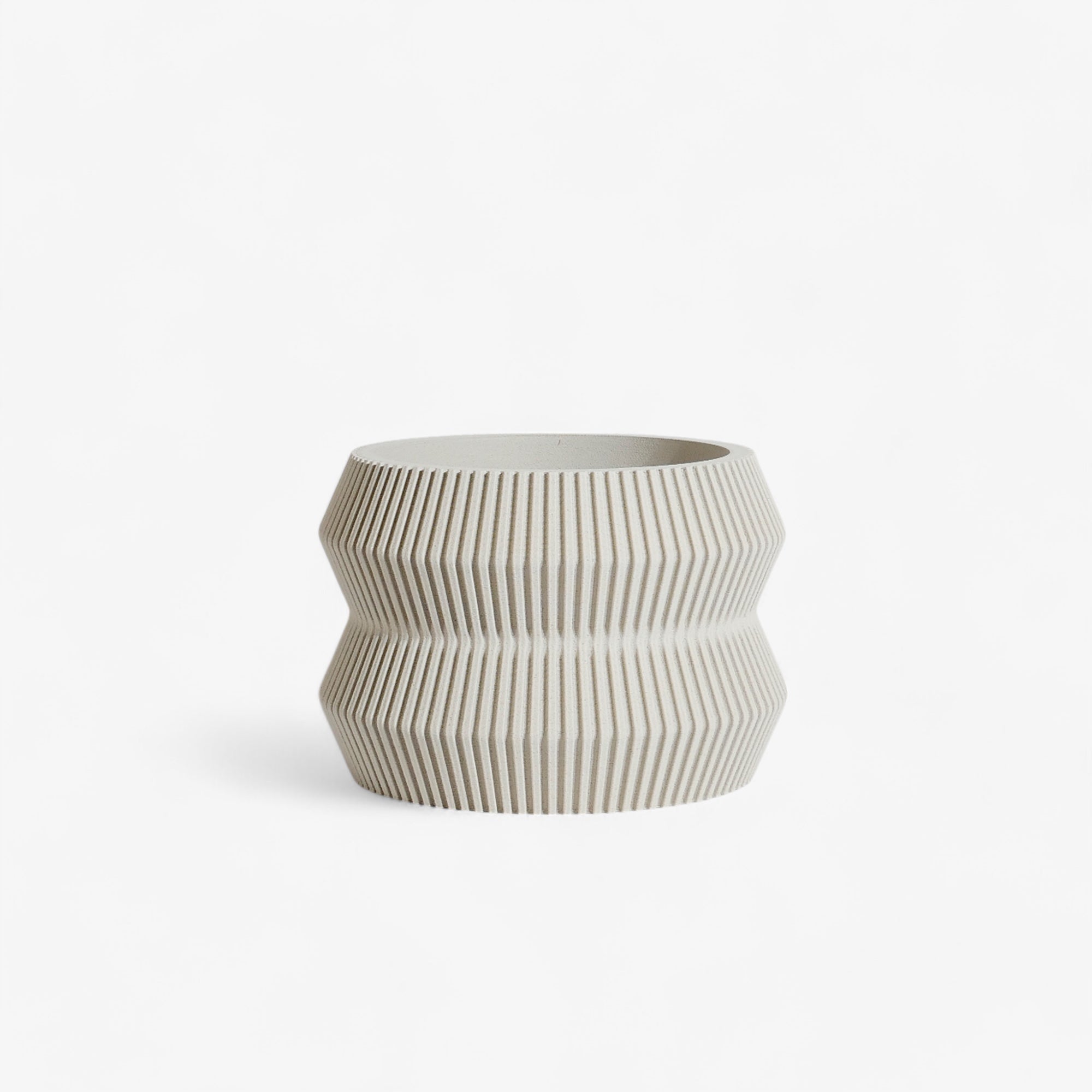 ITO planter in misty white, blending minimalism and organic texture, perfect for adding a soft, modern accent to any room. #color_Mist white