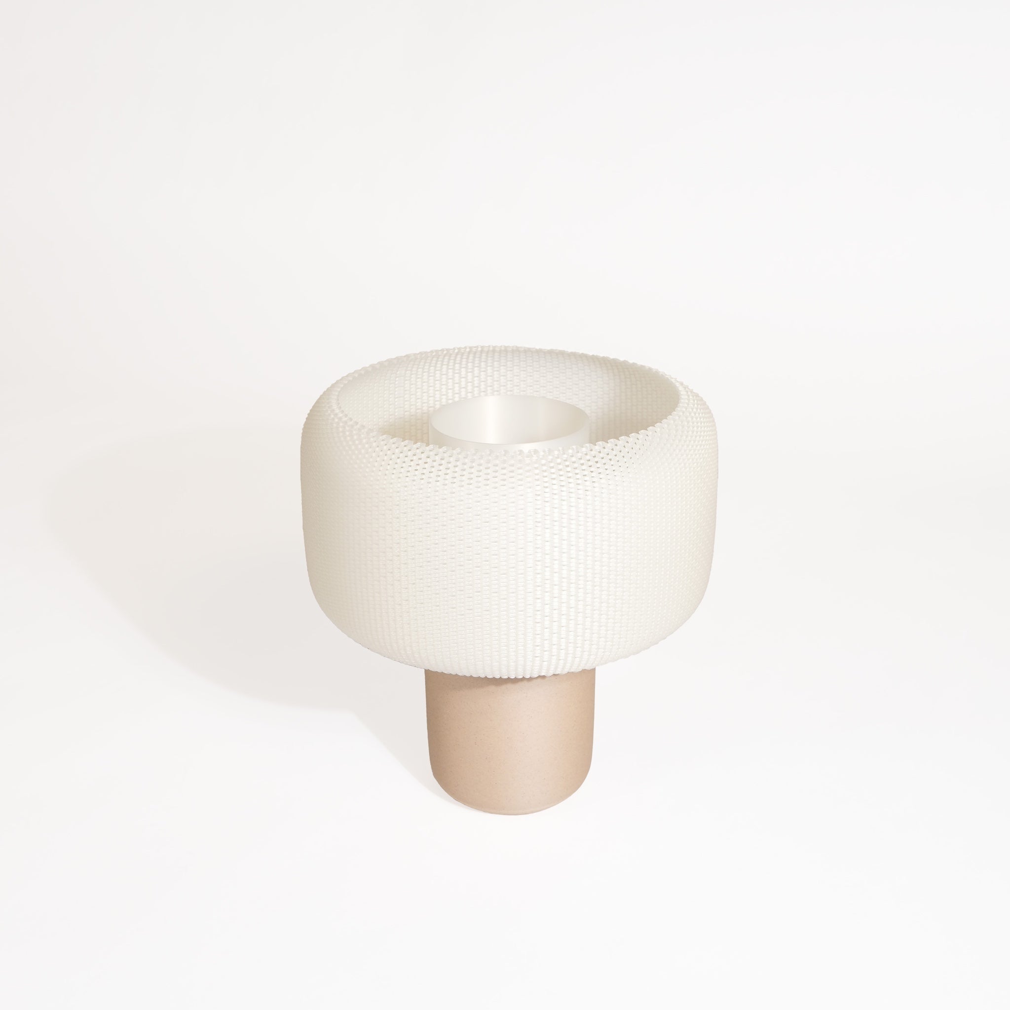 Mushroom Lamp in recycled wood, natural color with textured white shade #color_natural