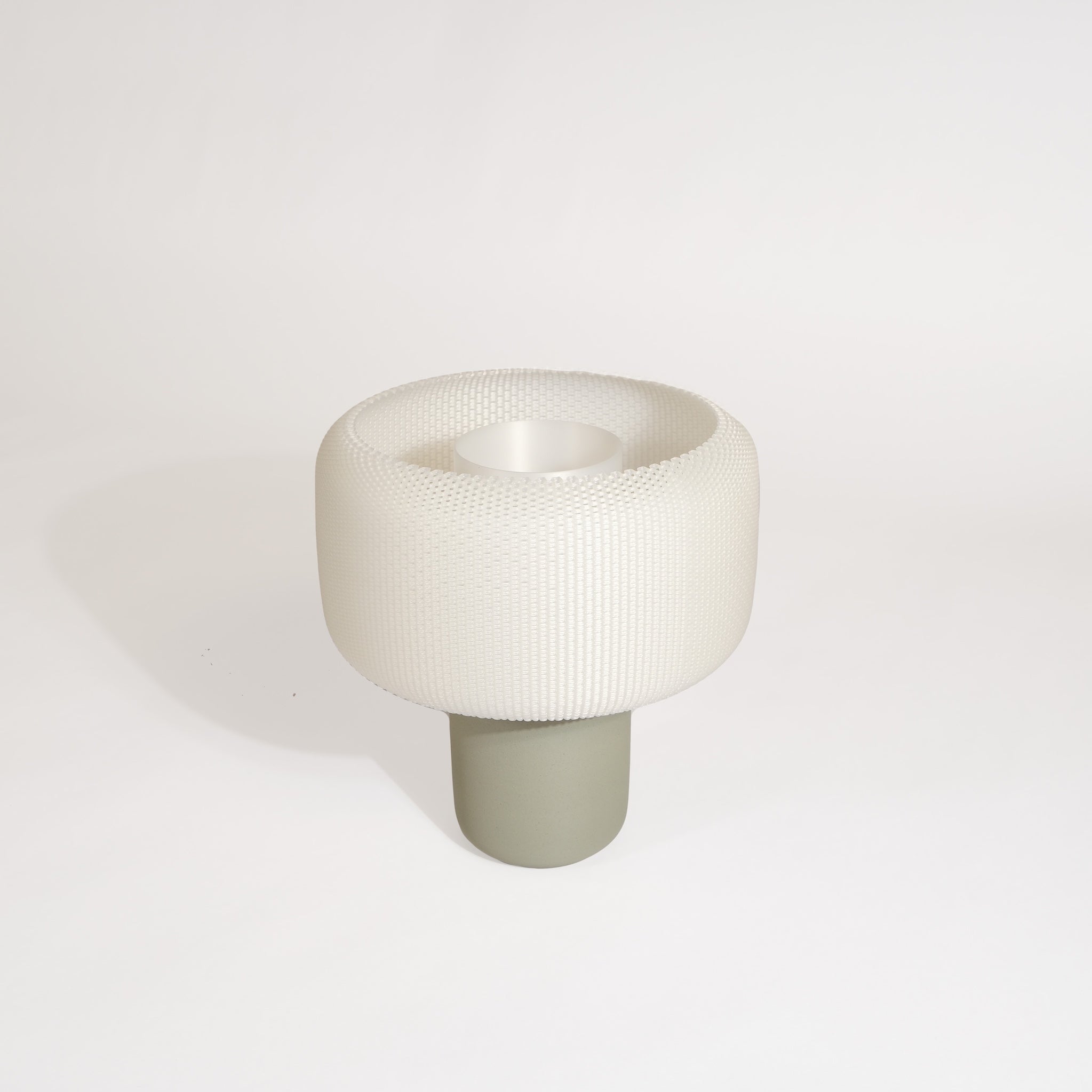 Modern Mushroom Lamp in olive green with white shade #color_olive
