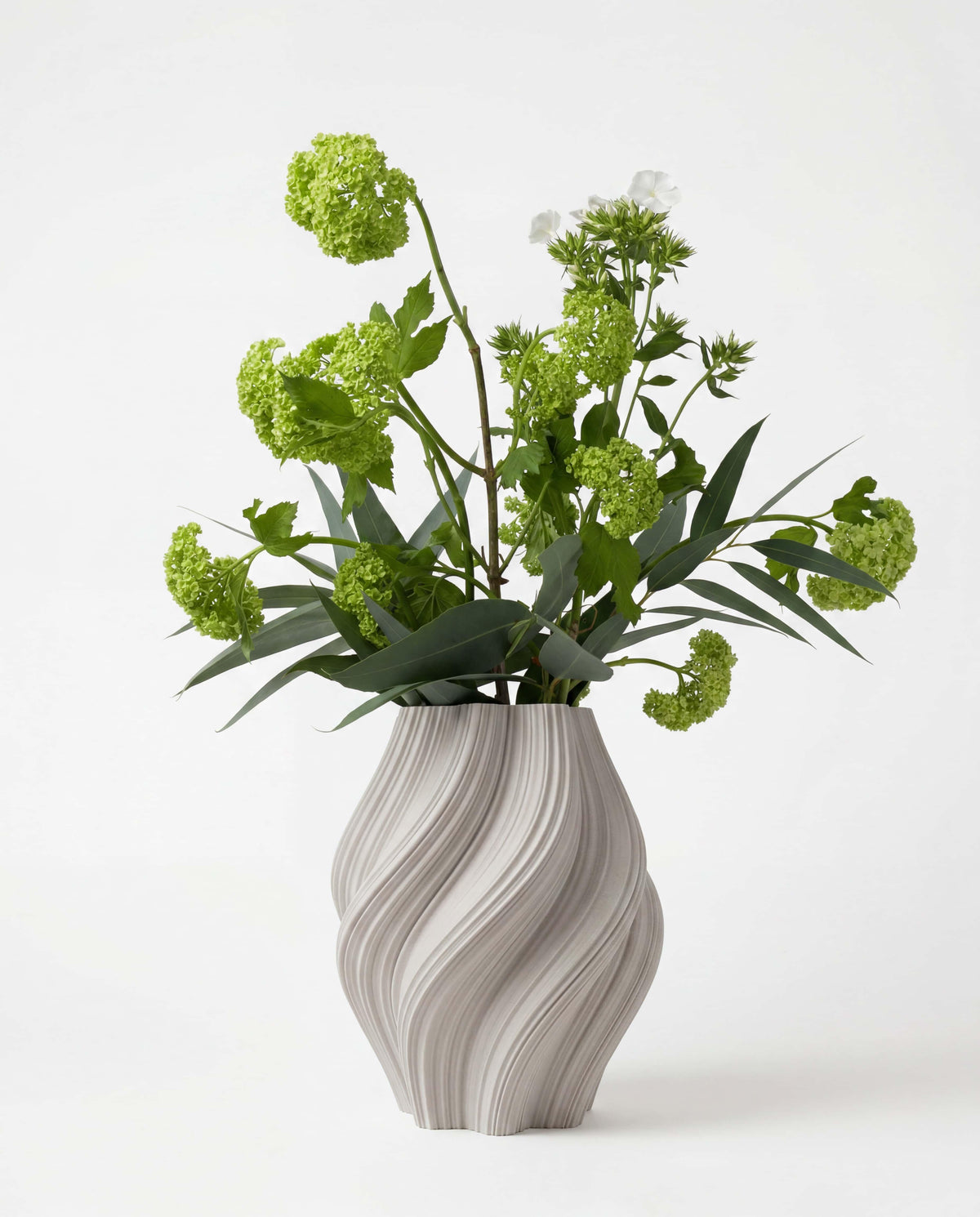 Crease vase mist white 22cm - front view