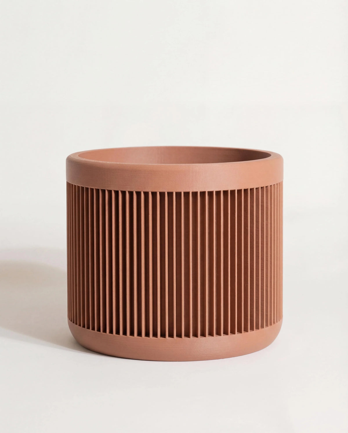 JAPAN Indoor Planter Terracotta, cylindrical ribbed plant pot, warm terracotta matte finish, France