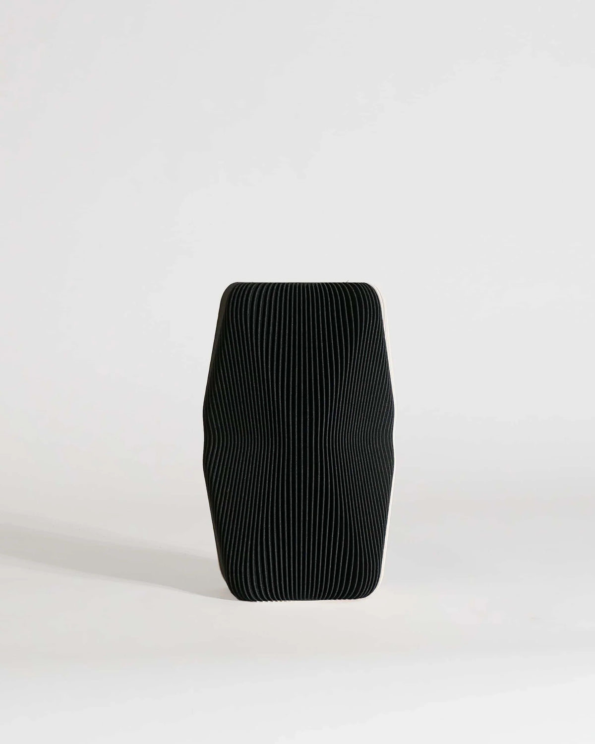 Soho sculptural vase black - wood grain organic texture on white background