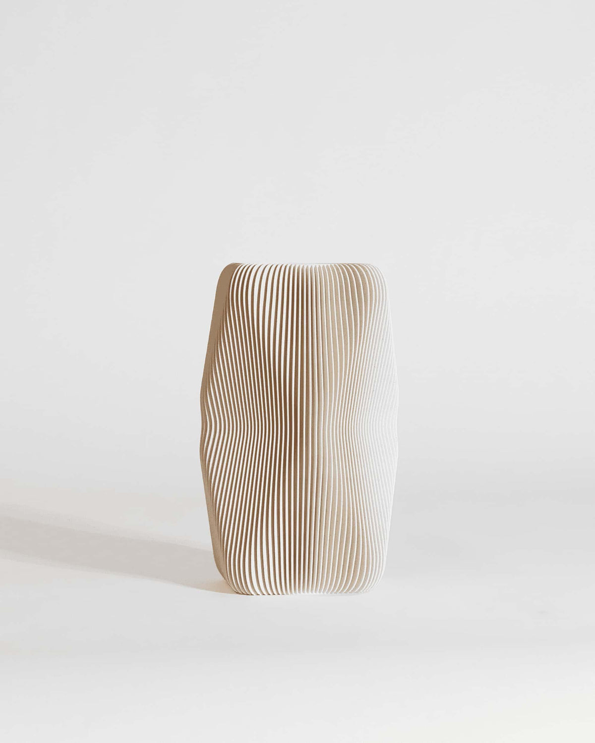 Soho vase 20cm in mist white matte wood color on a white background