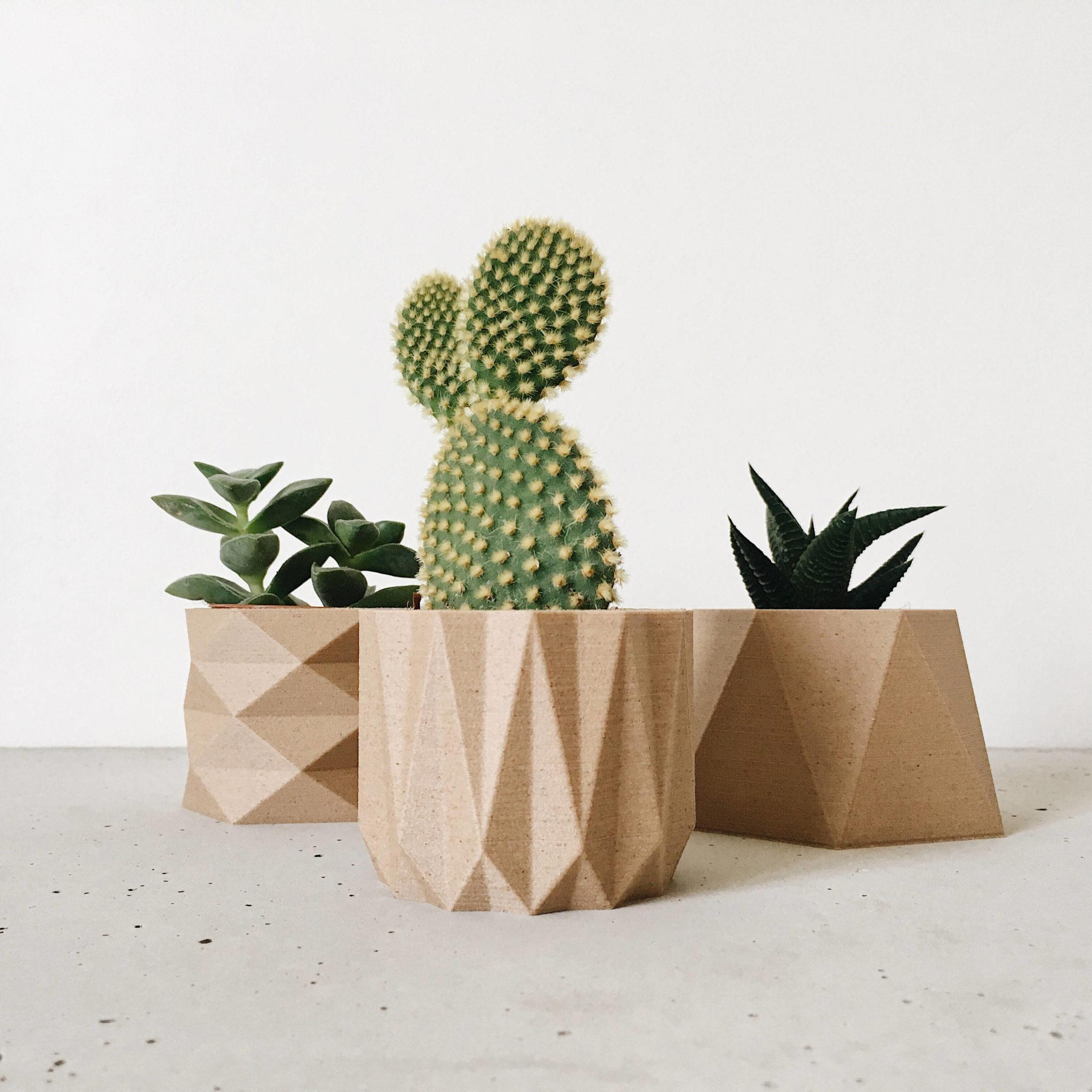 Set of 3 planters - Hima Origami Diamant - Minimum Design 